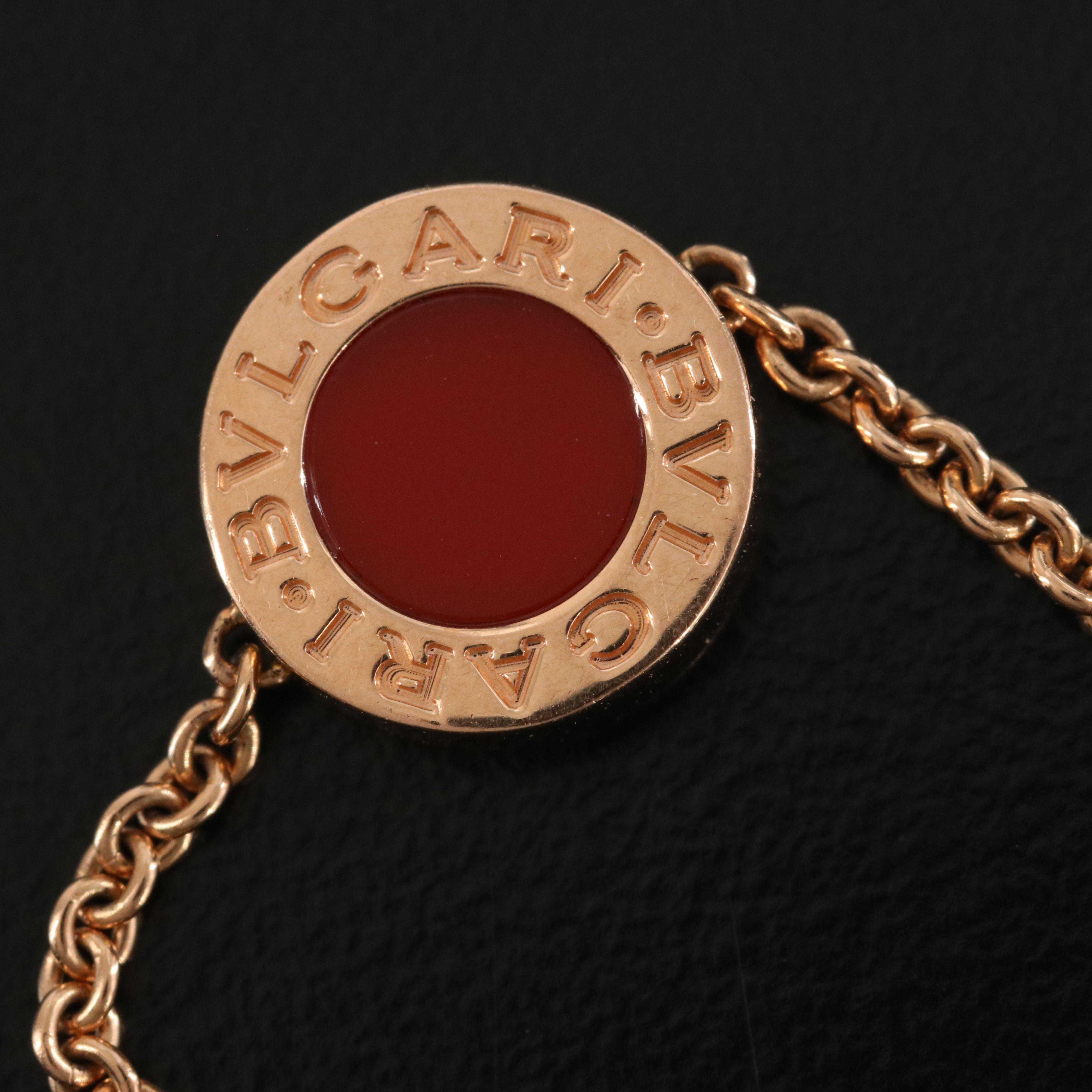 Bulgari BVLGARI 18K Rose Gold Carnelian and Mother of Pearl Bracelet