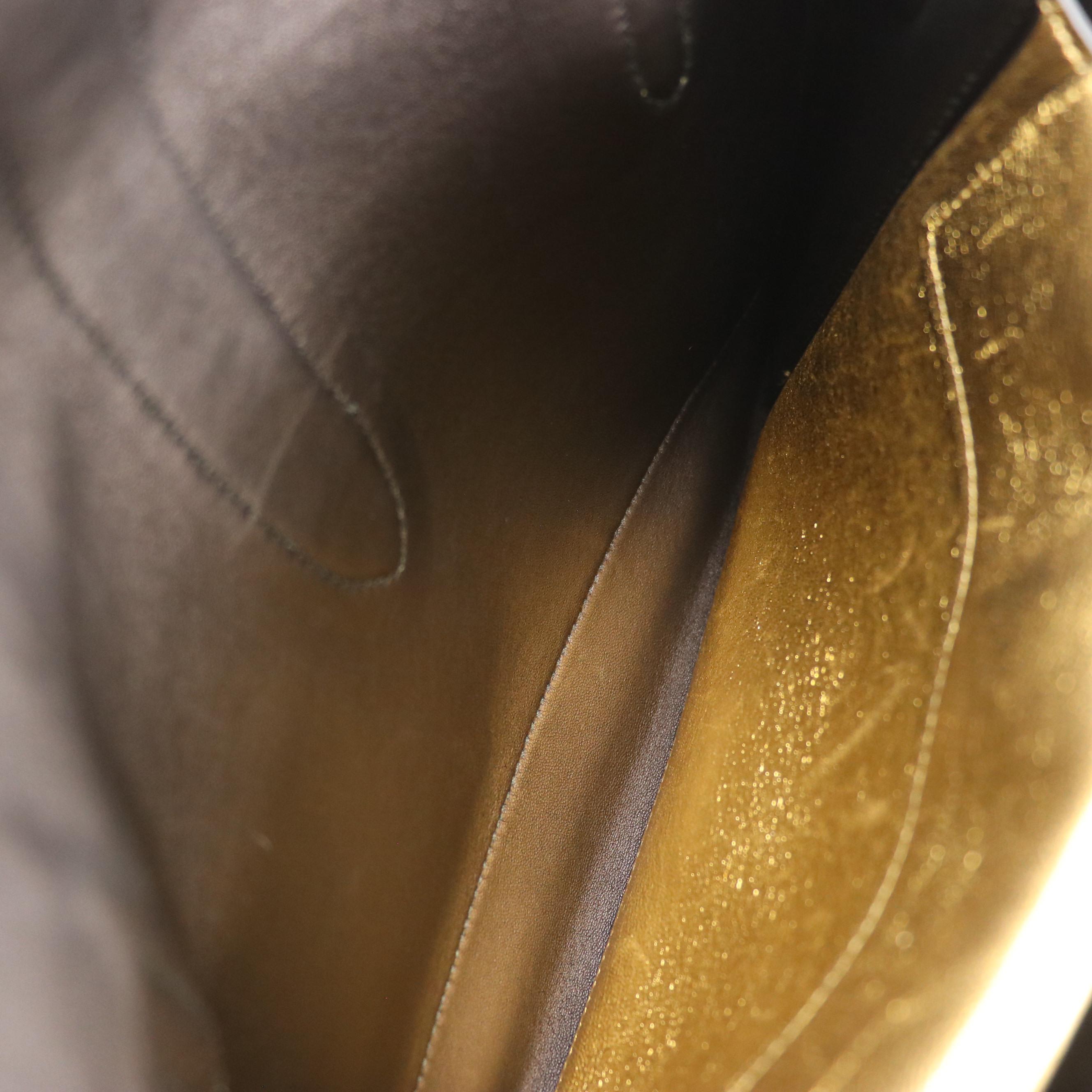 Prada Double Flap Chain Link Shoulder Bag in Metallic Gold Vitello Soft Leather