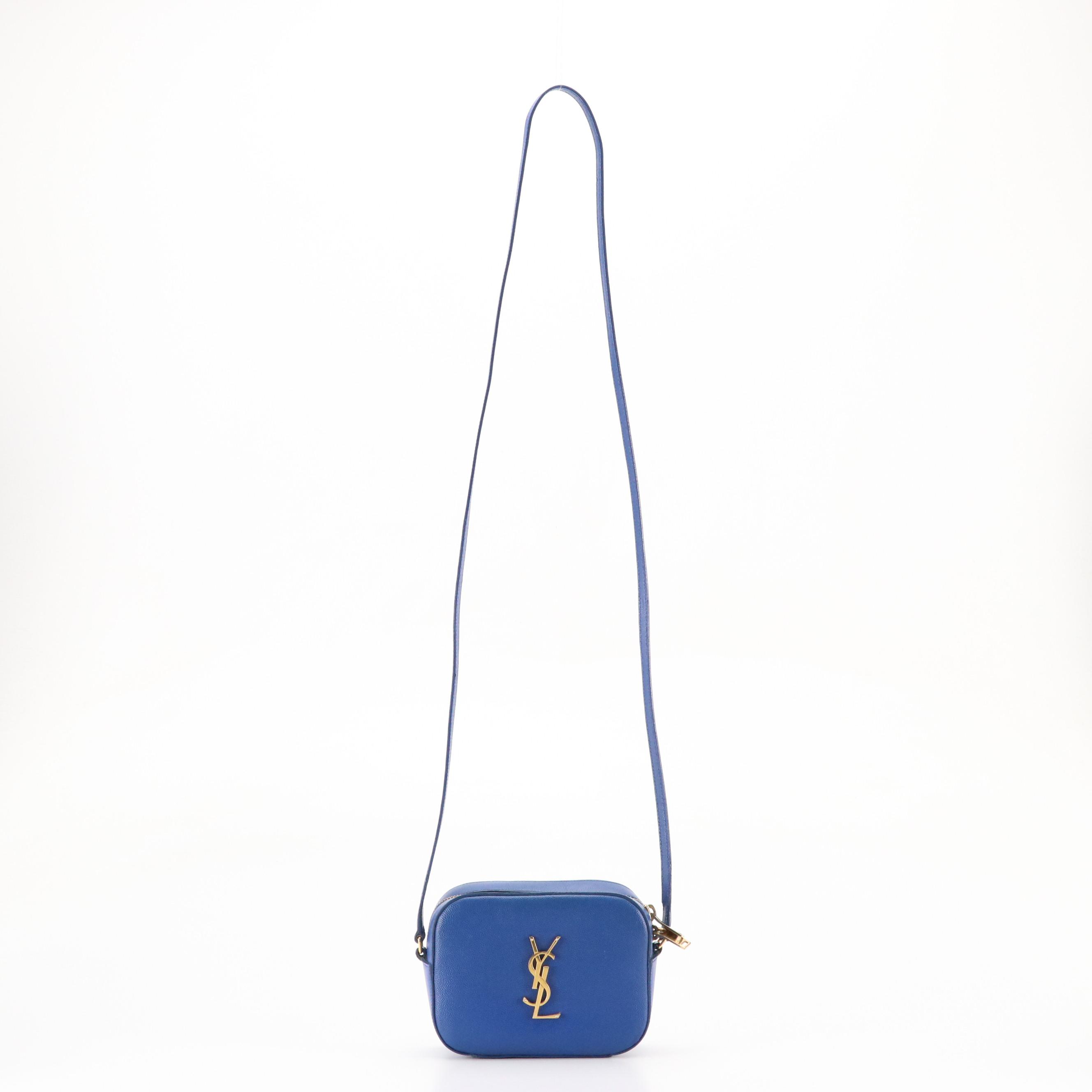 Saint Laurent Classic Monogram Camera Bag in Royal Blue Grain de Poudre Leather