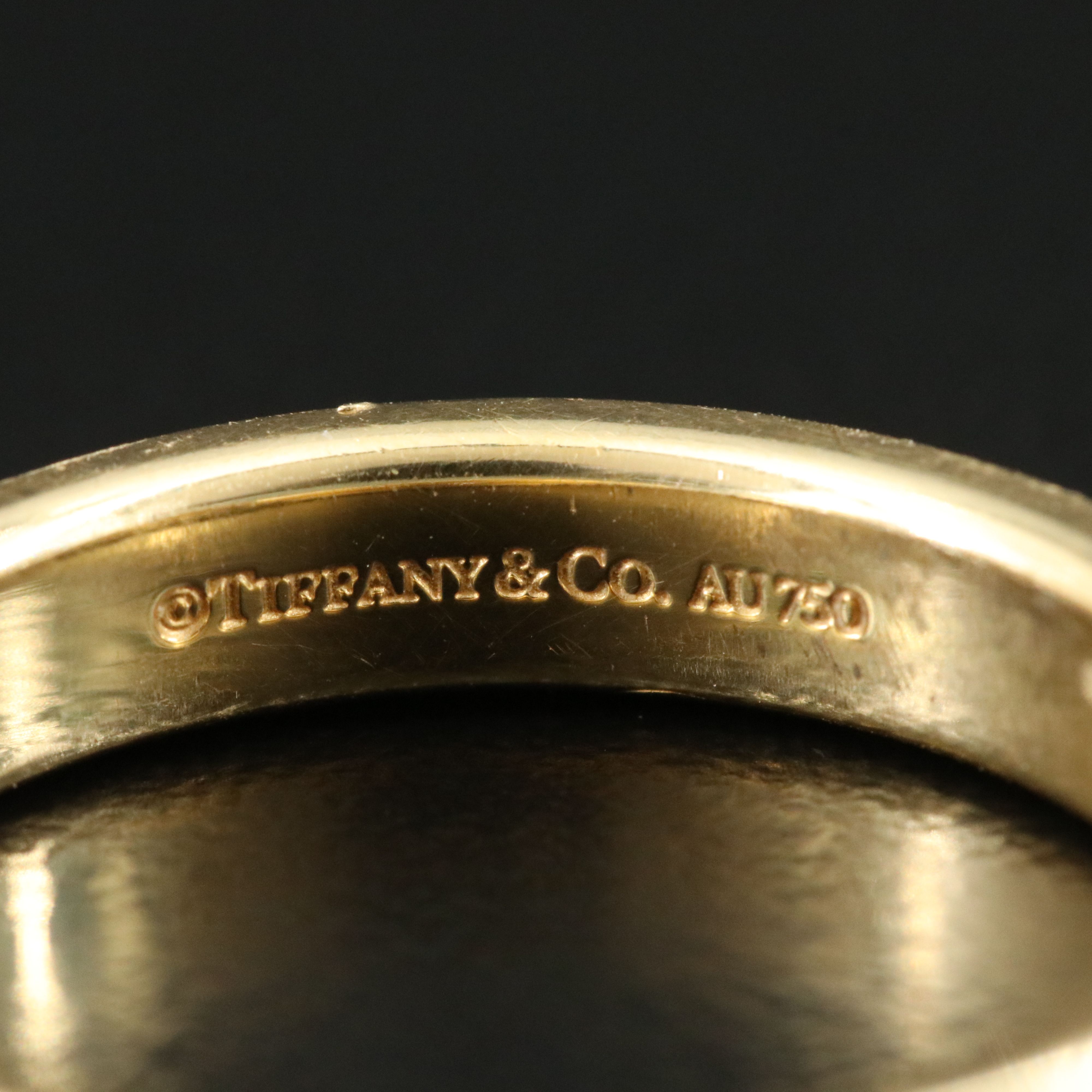 Tiffany & Co. 18K Logo Band Ring with Diamond Accents