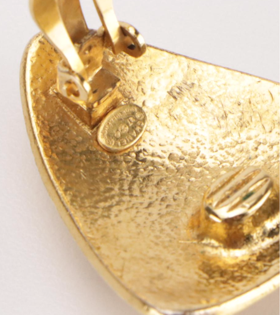 Chanel CC Triangle Clip-On Earrings in Box, 1990s