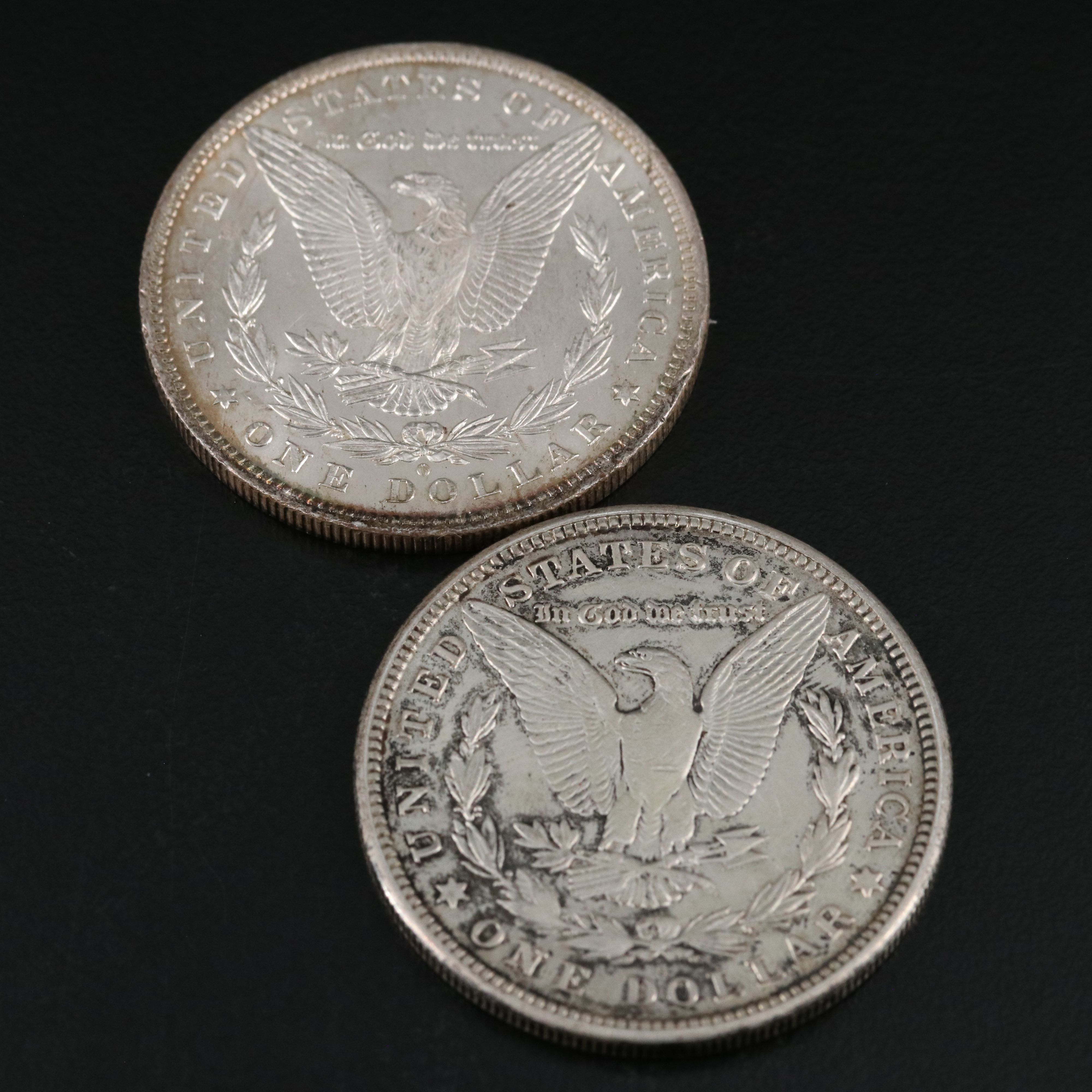 Three Morgan and Three Peace Silver Dollars
