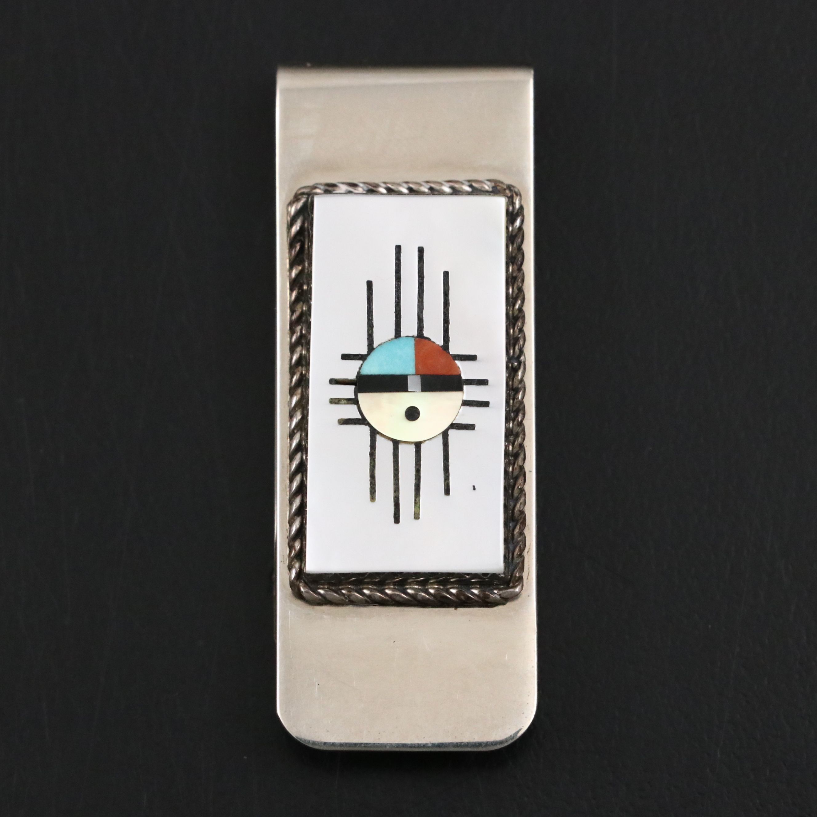 Hustito (Zuni) Inlaid Mother-of-Pearl Money Clip