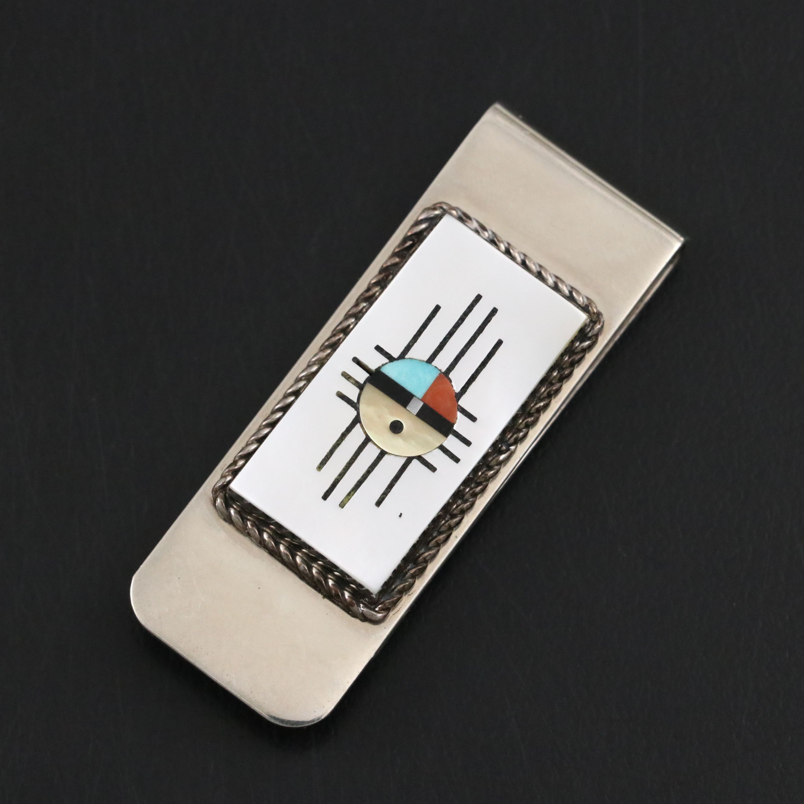 Hustito (Zuni) Inlaid Mother-of-Pearl Money Clip
