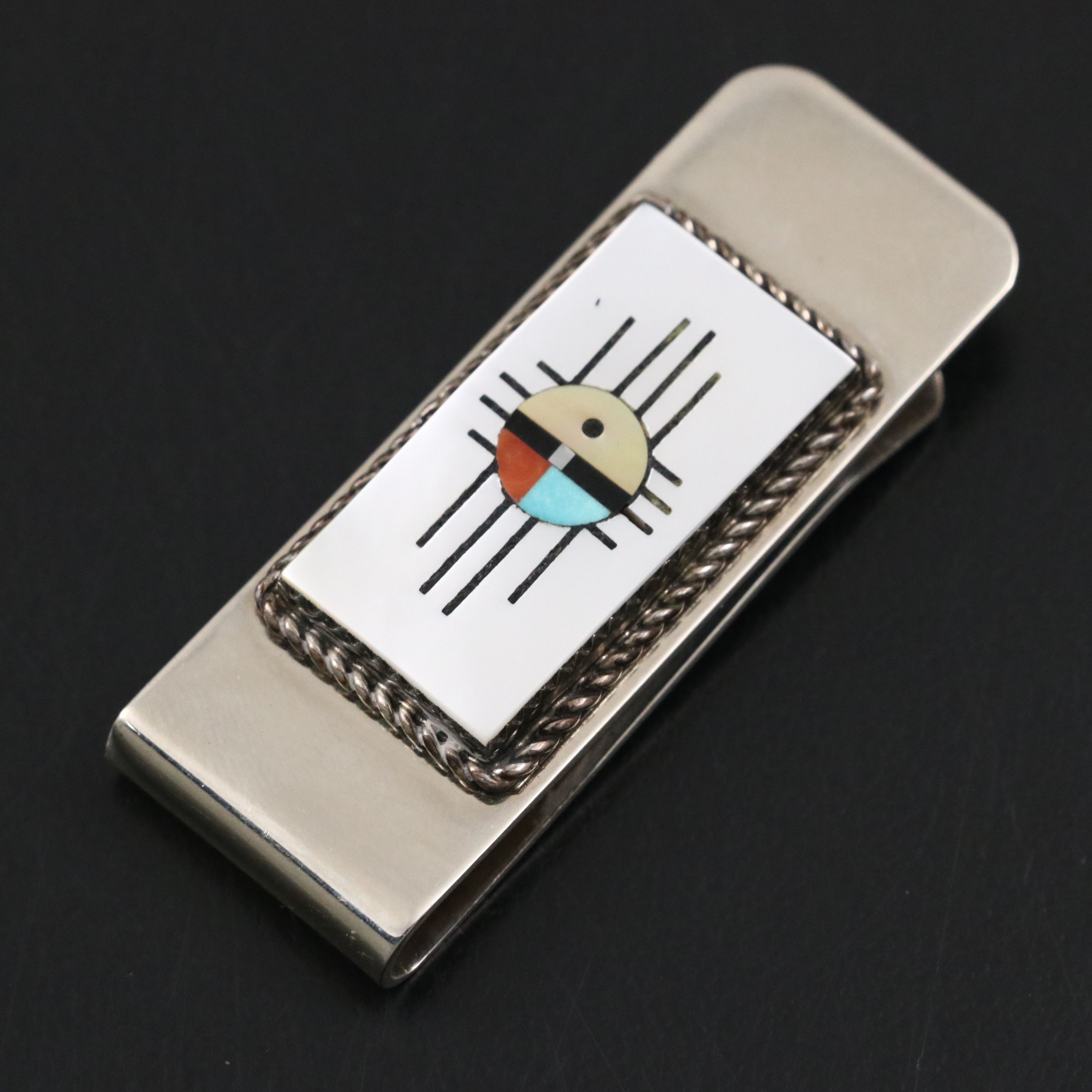 Hustito (Zuni) Inlaid Mother-of-Pearl Money Clip