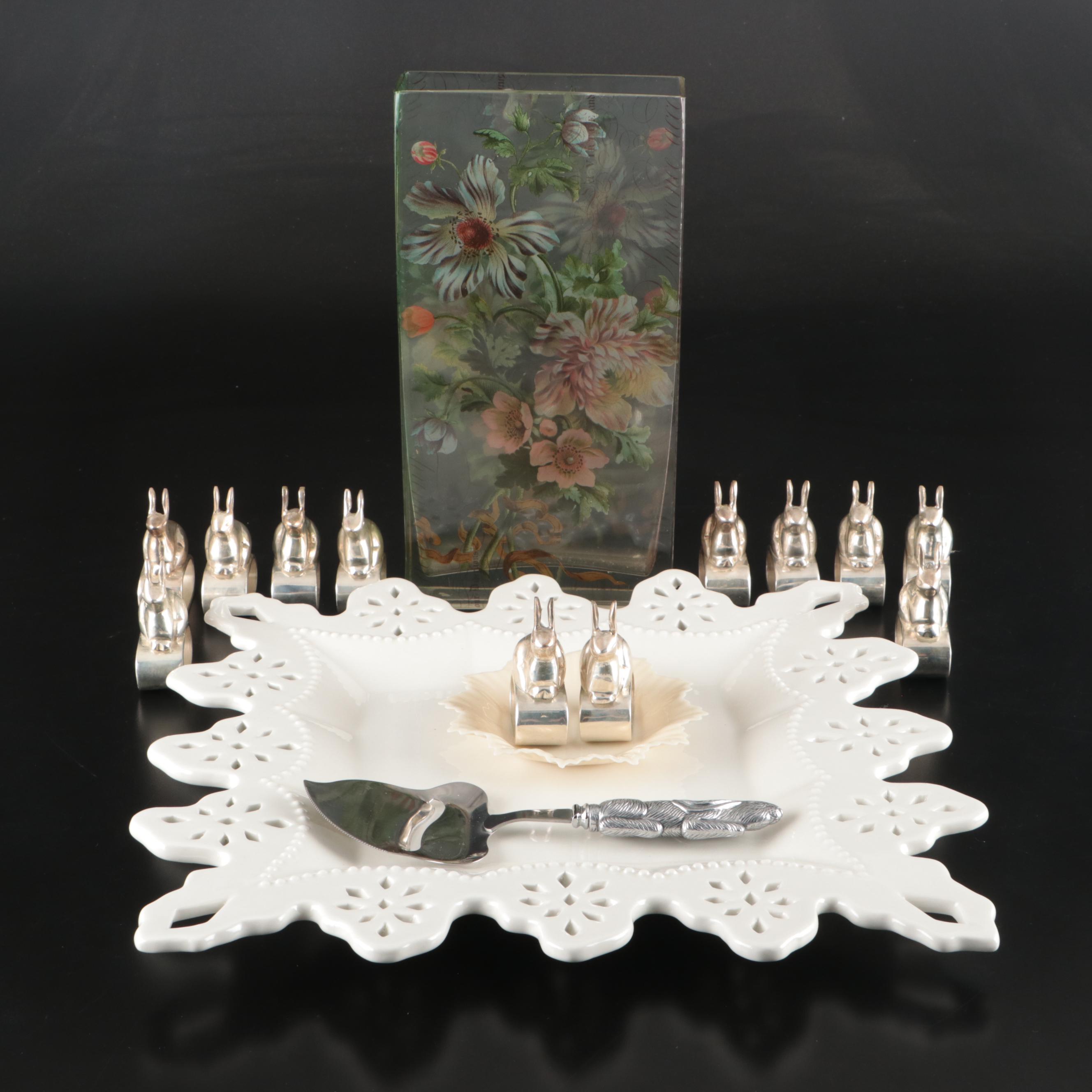 Belleek Dish, Fringe Studio Vase, and More Table Accessories