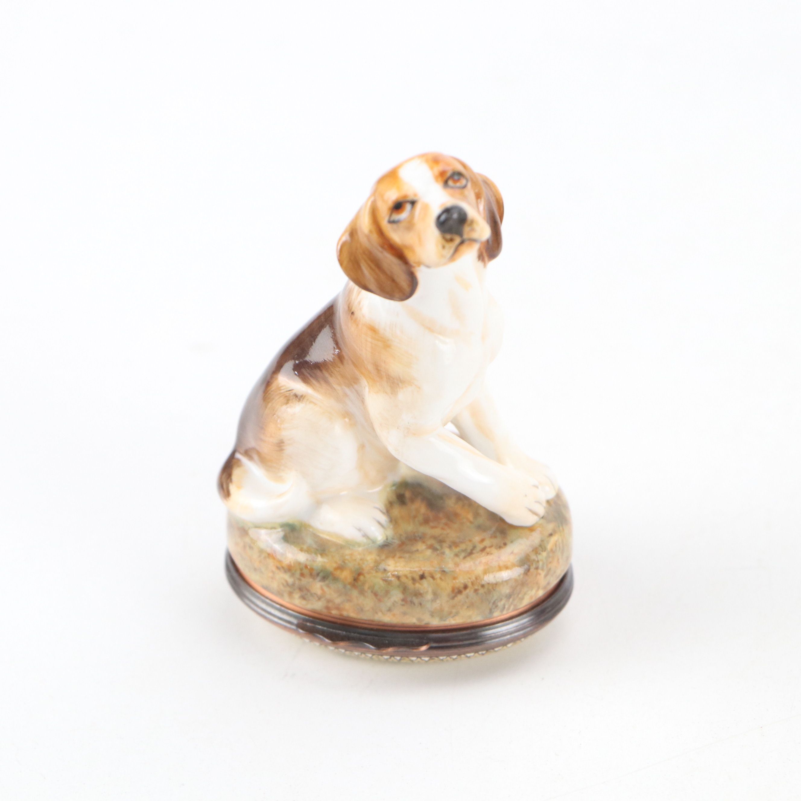 Artisan Ceramic Mosaic Assemblage Dog Mantel Clock with Other Beagle Figurine