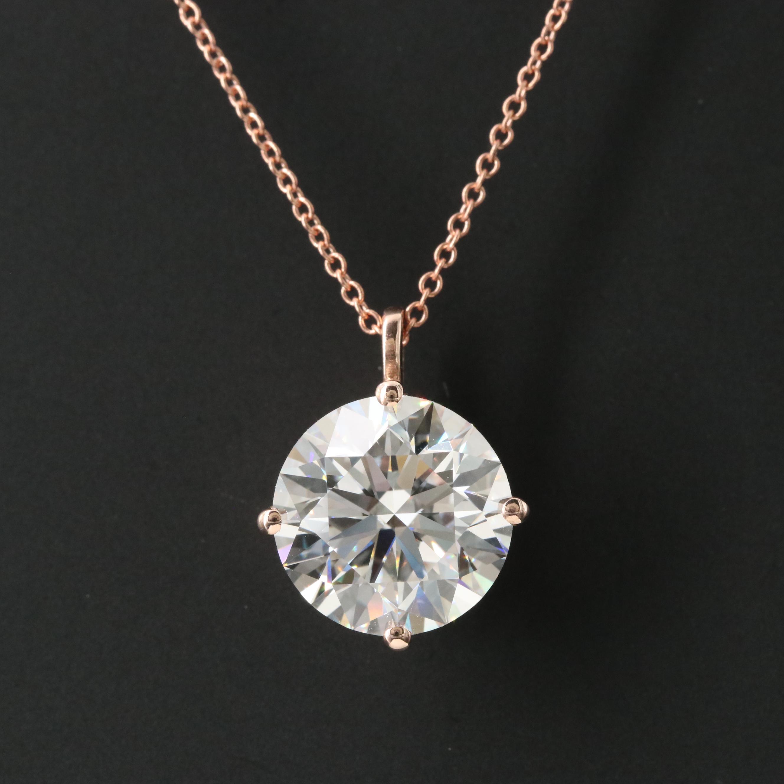 14K Rose Gold 5.00 CT Lab Grown Diamond Pendant Necklace with IGI Report