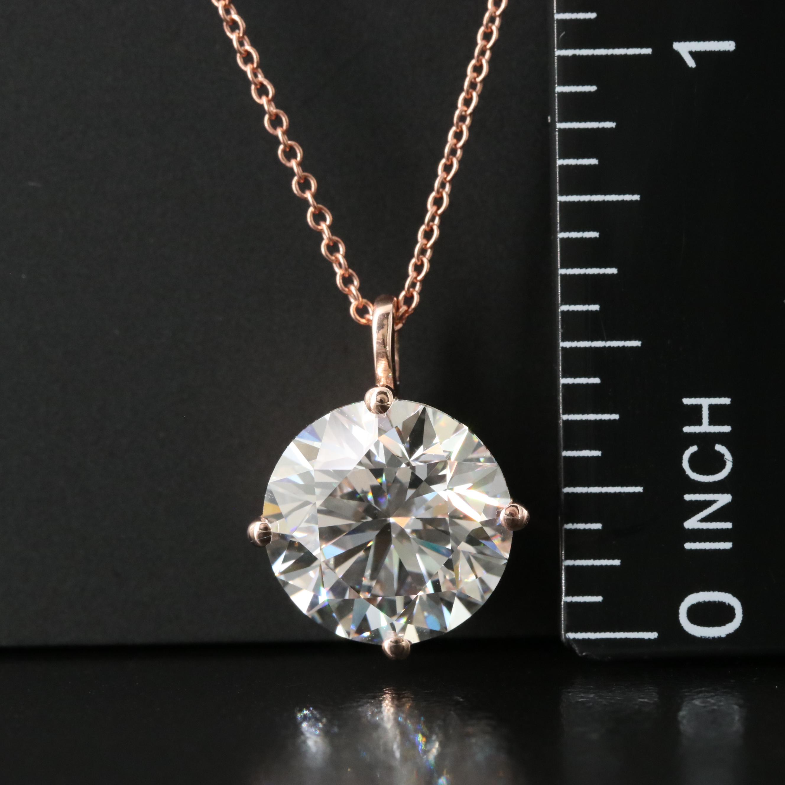 14K Rose Gold 5.00 CT Lab Grown Diamond Pendant Necklace with IGI Report