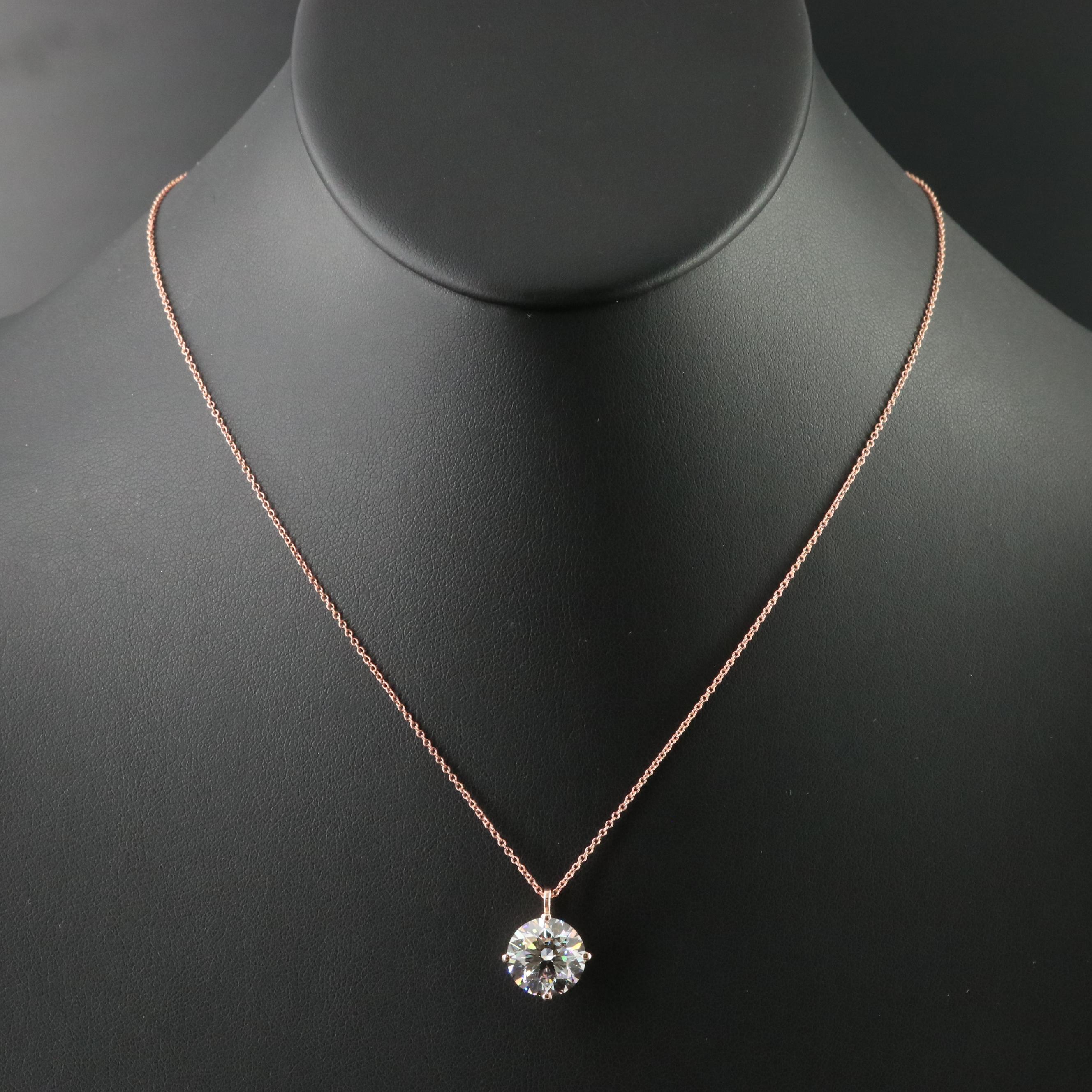 14K Rose Gold 5.00 CT Lab Grown Diamond Pendant Necklace with IGI Report