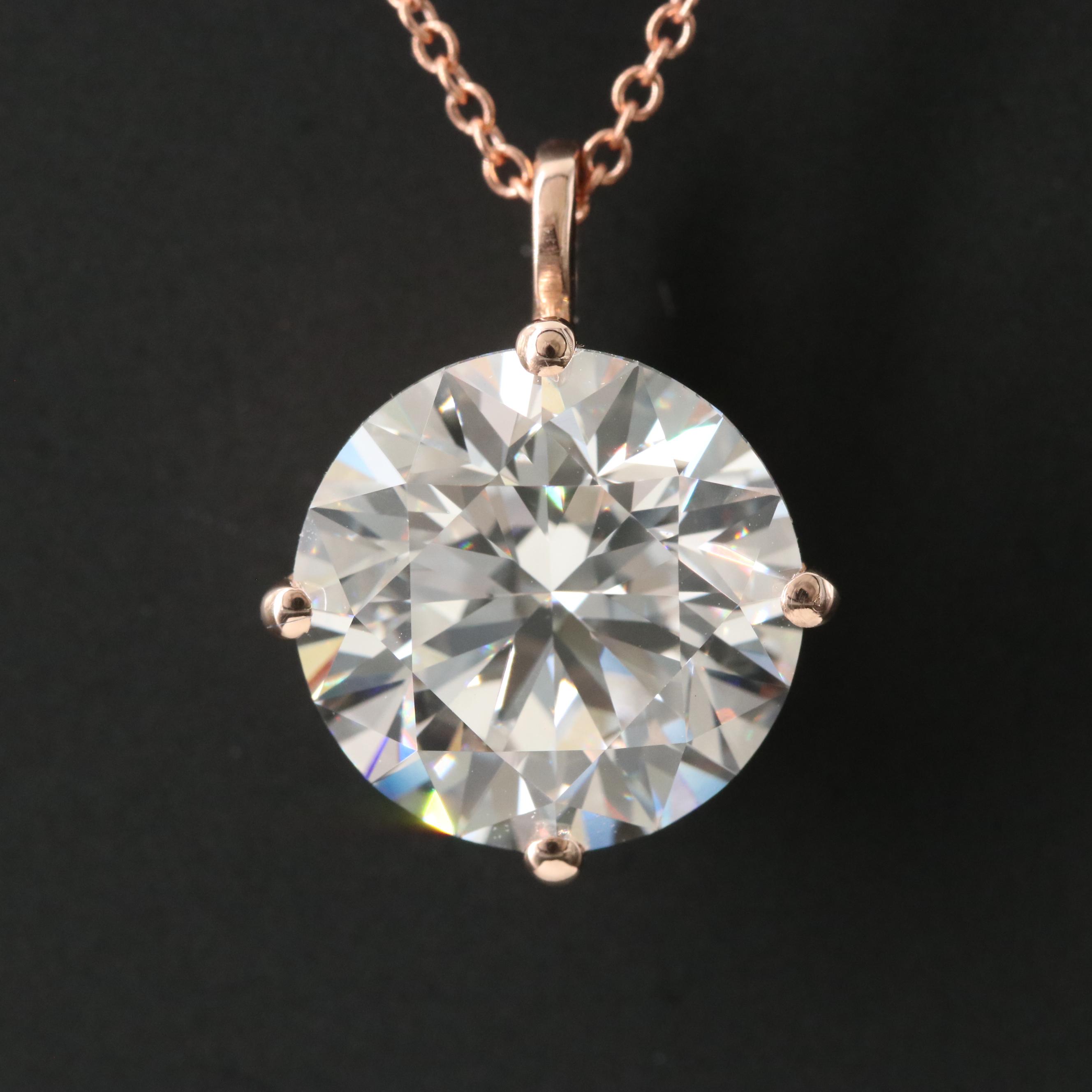 14K Rose Gold 5.00 CT Lab Grown Diamond Pendant Necklace with IGI Report