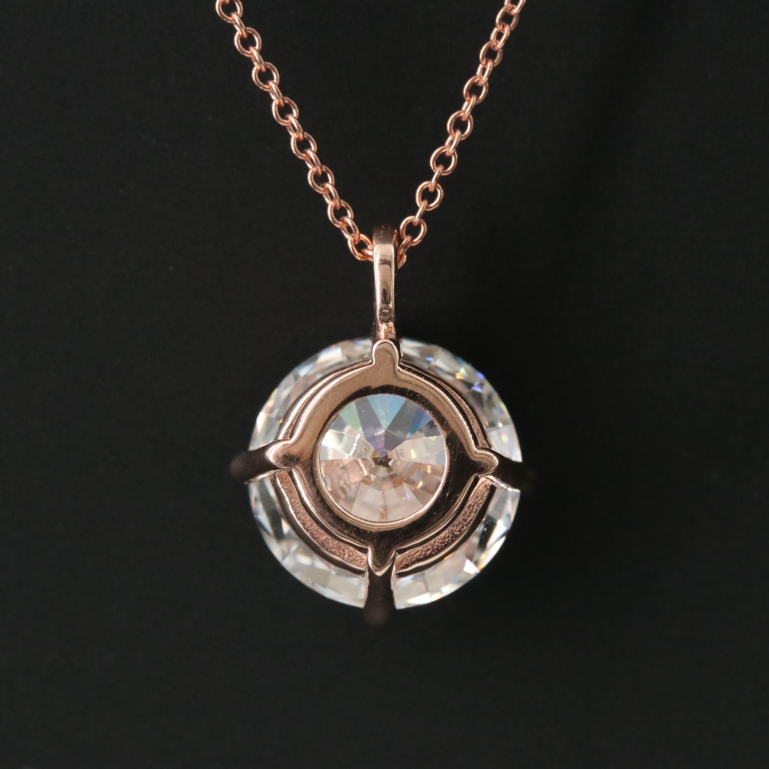 14K Rose Gold 5.00 CT Lab Grown Diamond Pendant Necklace with IGI Report