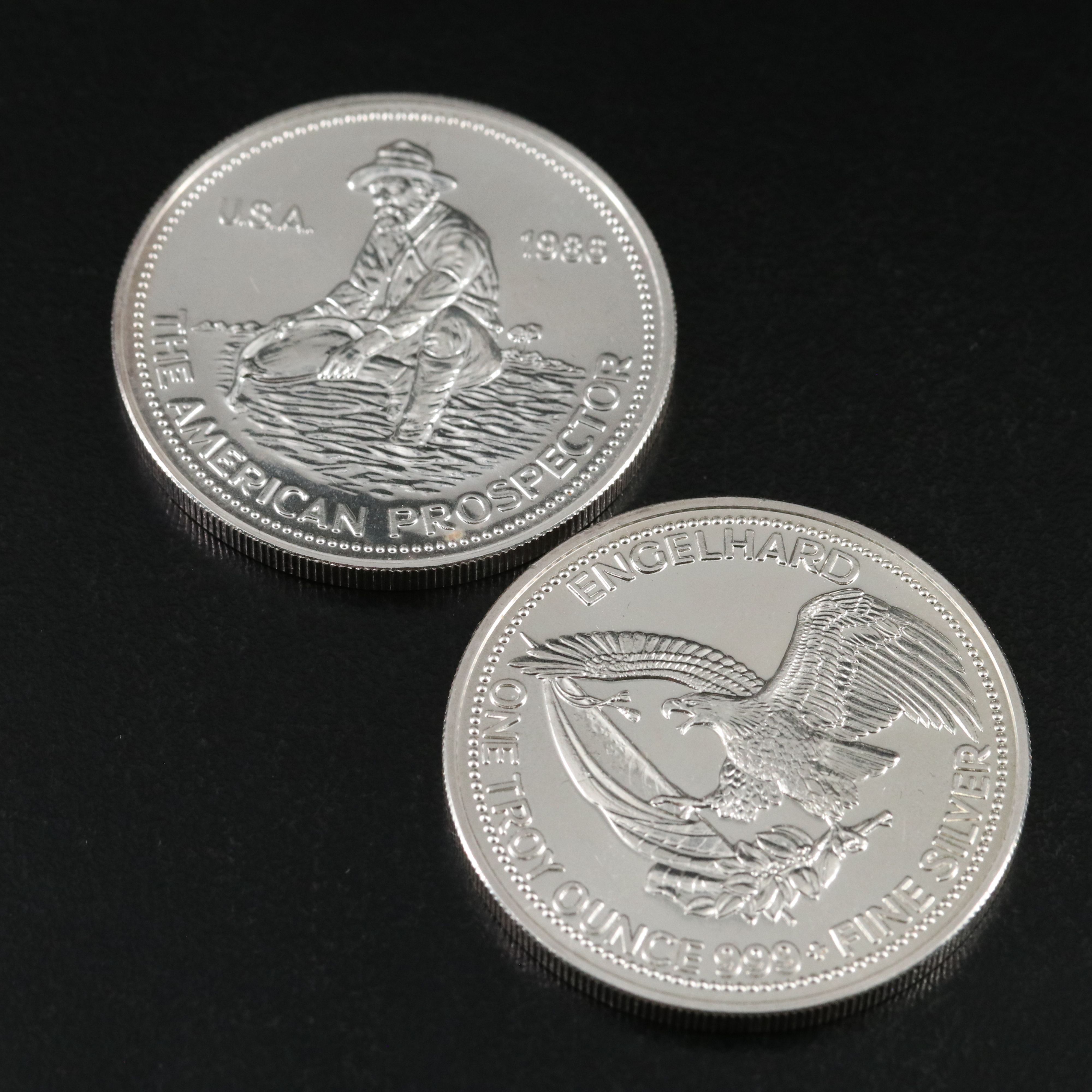 Two Engelhard Fine Silver One-Ounce Rounds