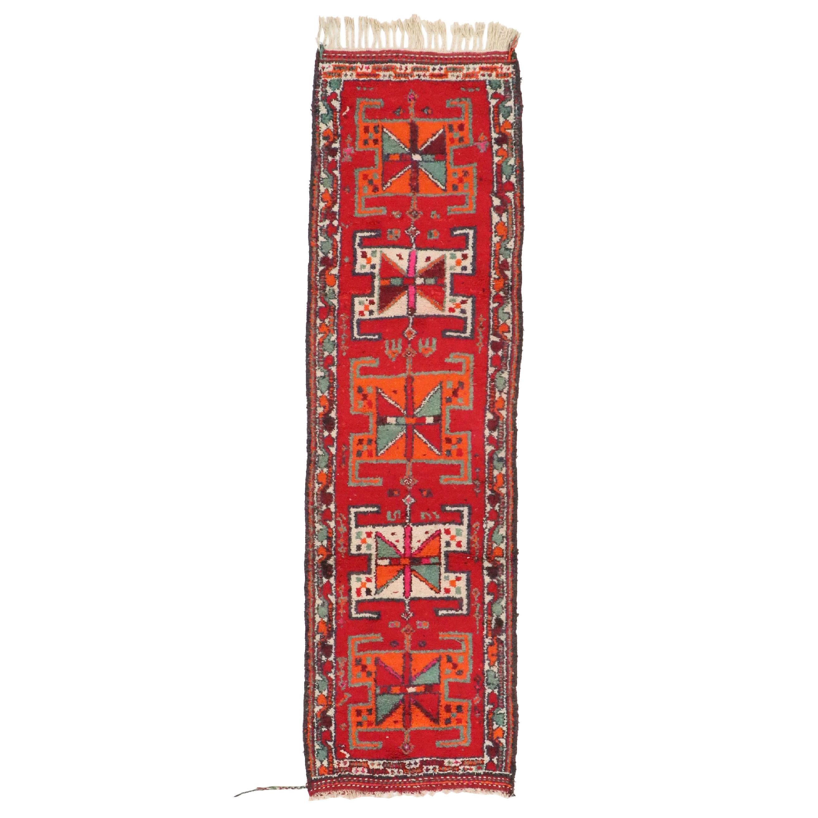3'4 x 12' Hand-Knotted Moroccan Berber Long Rug