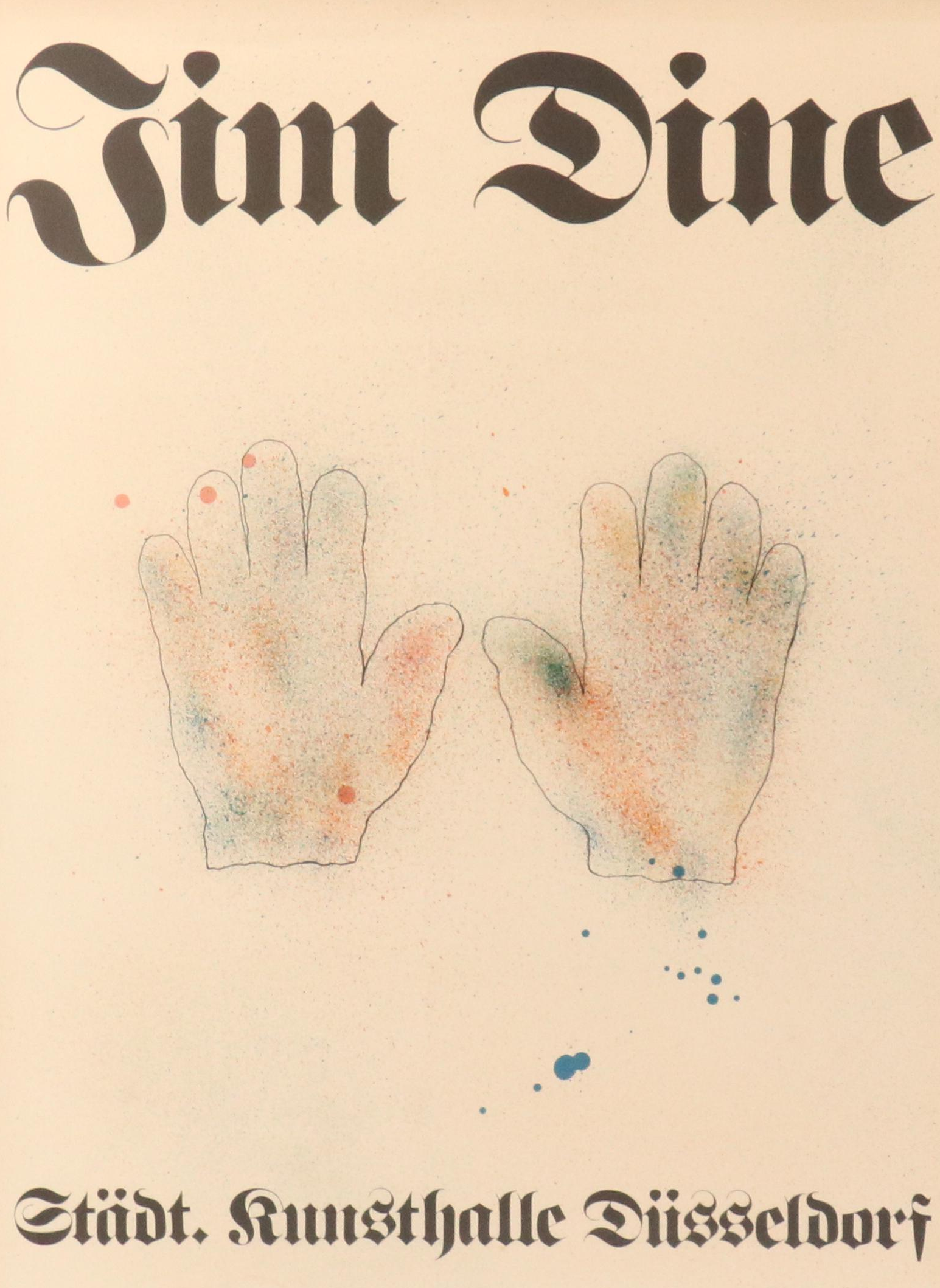 Jim Dine Color Lithograph Poster "Hands" for Städt. Kunsthalle Düssel, 1971