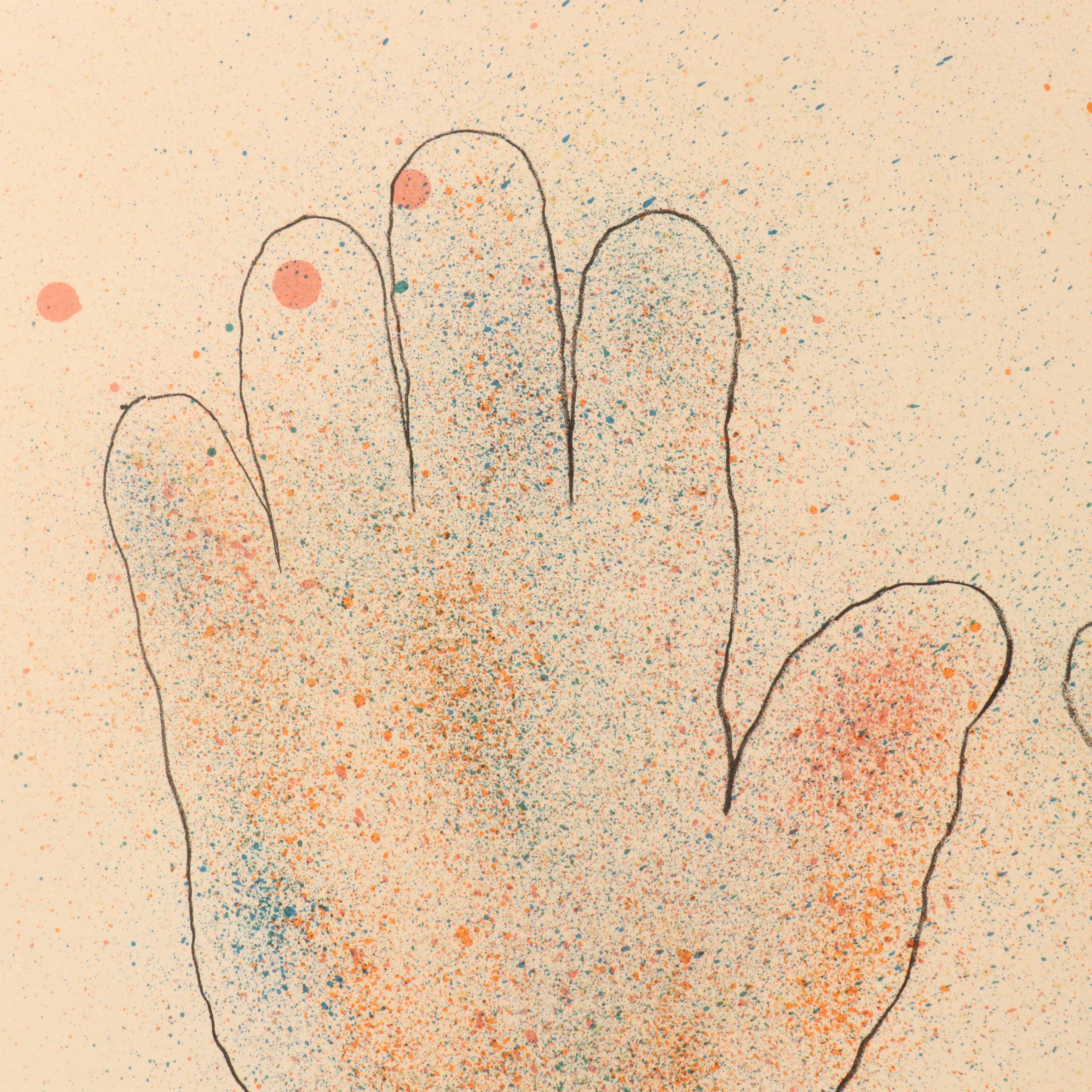Jim Dine Color Lithograph Poster "Hands" for Städt. Kunsthalle Düssel, 1971