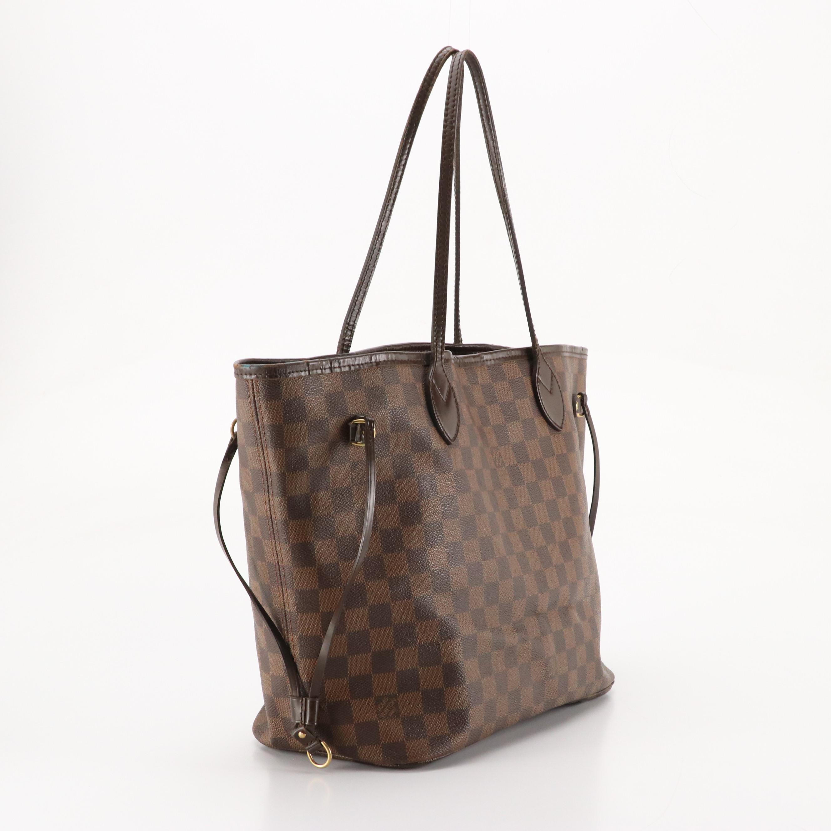 Louis Vuitton Neverfull MM Tote in Damier Ebene Canvas and Leather