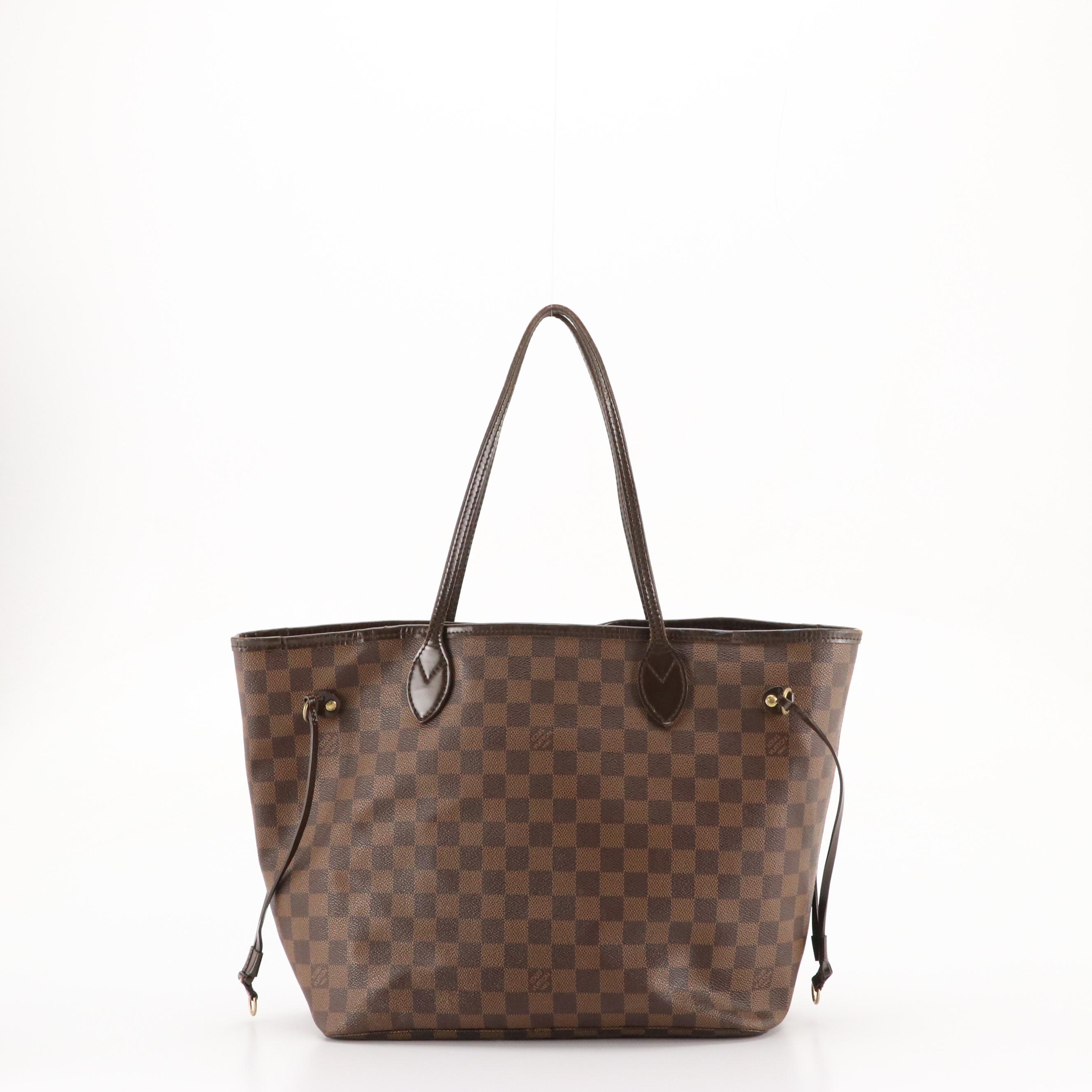Louis Vuitton Neverfull MM Tote in Damier Ebene Canvas and Leather