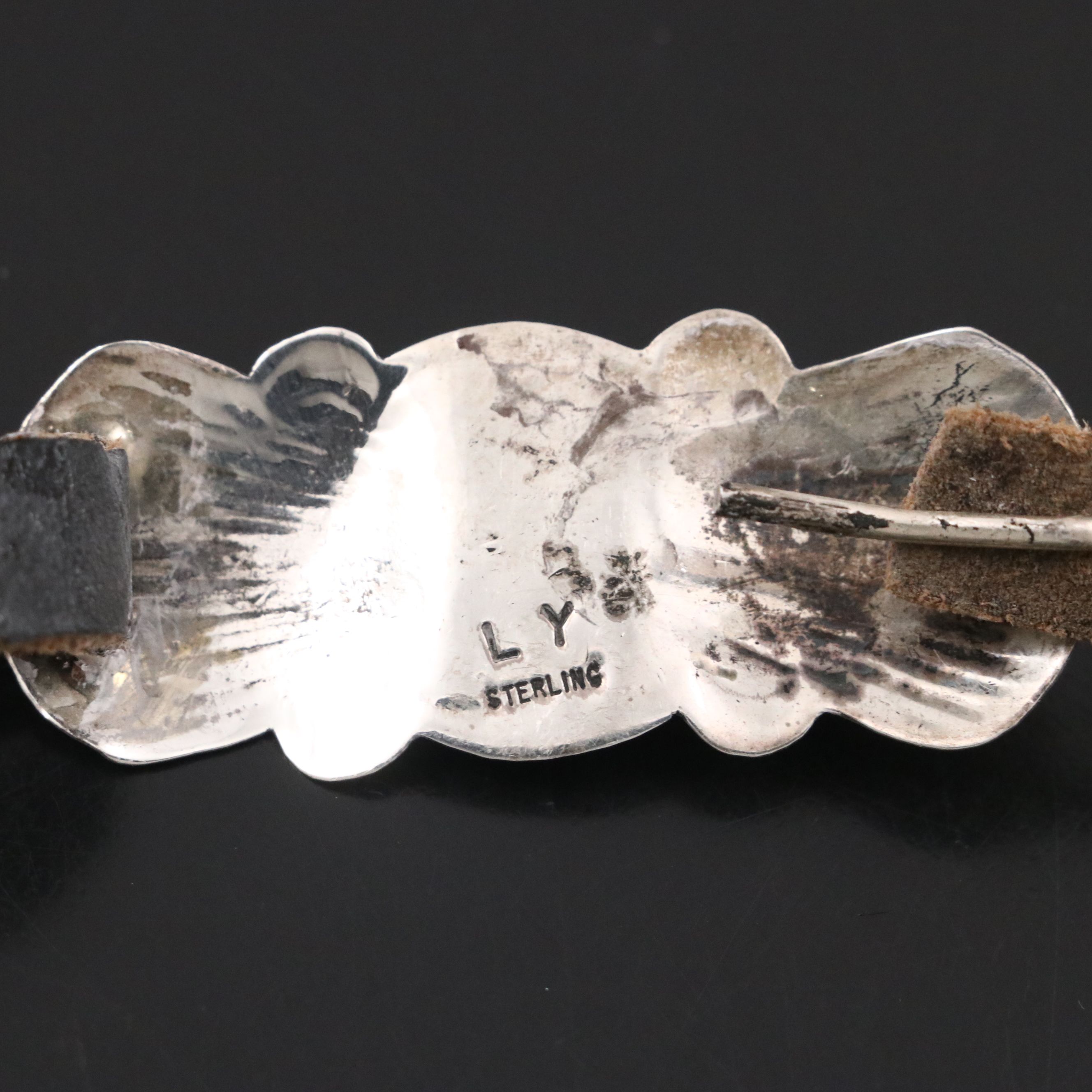 Leland Yazzie Navajo Sterling, Turquoise, and Leather Hat Band