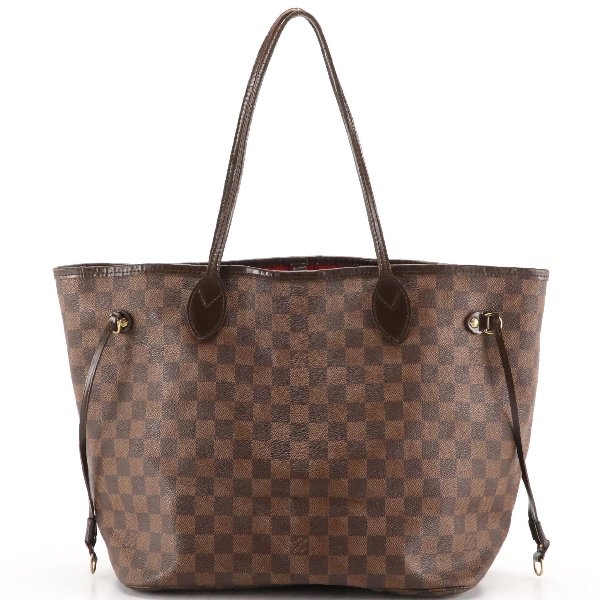 Louis Vuitton Neverfull MM Tote in Damier Ebene Canvas and Leather