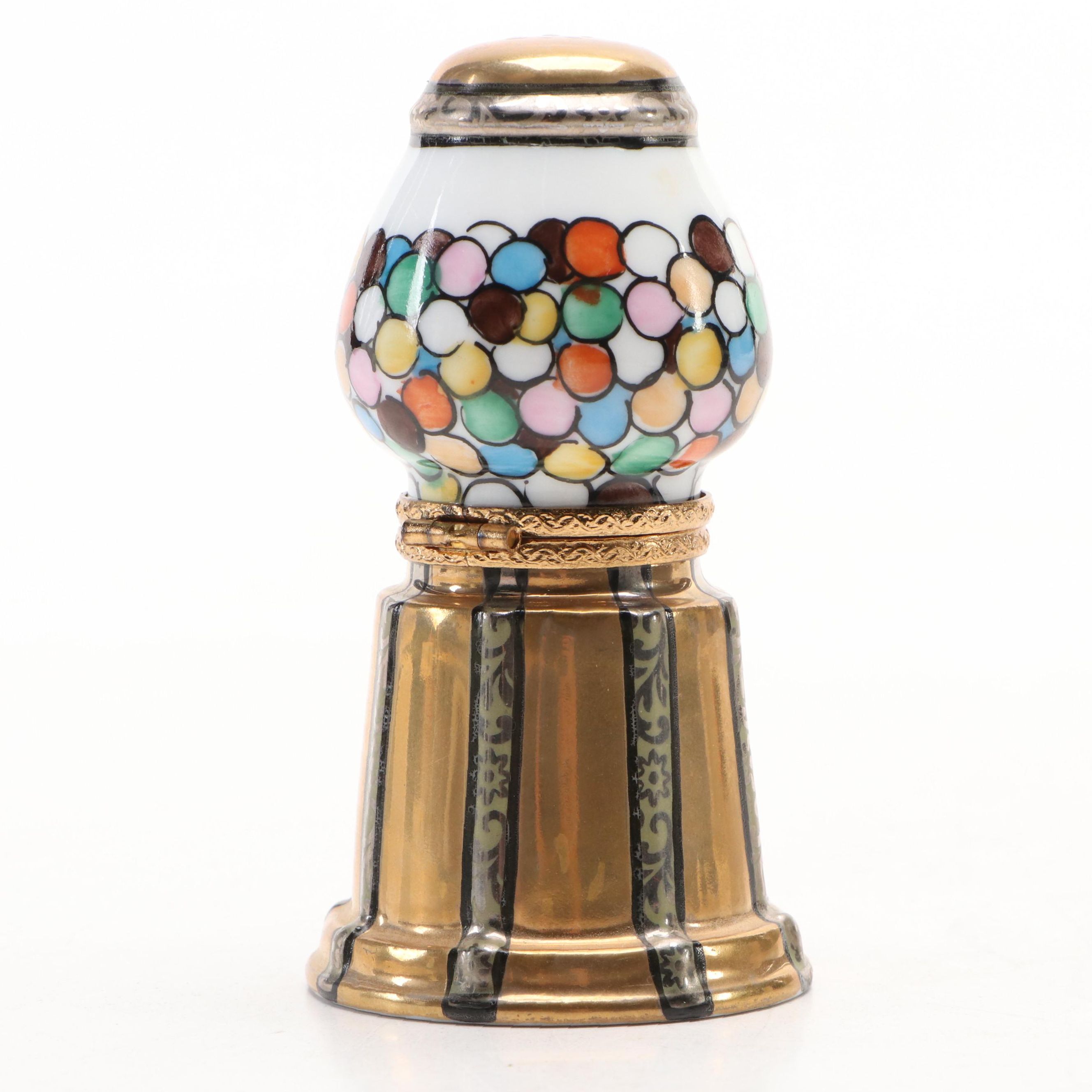 Limoges Porcelain Gumball Machine Shaped Box