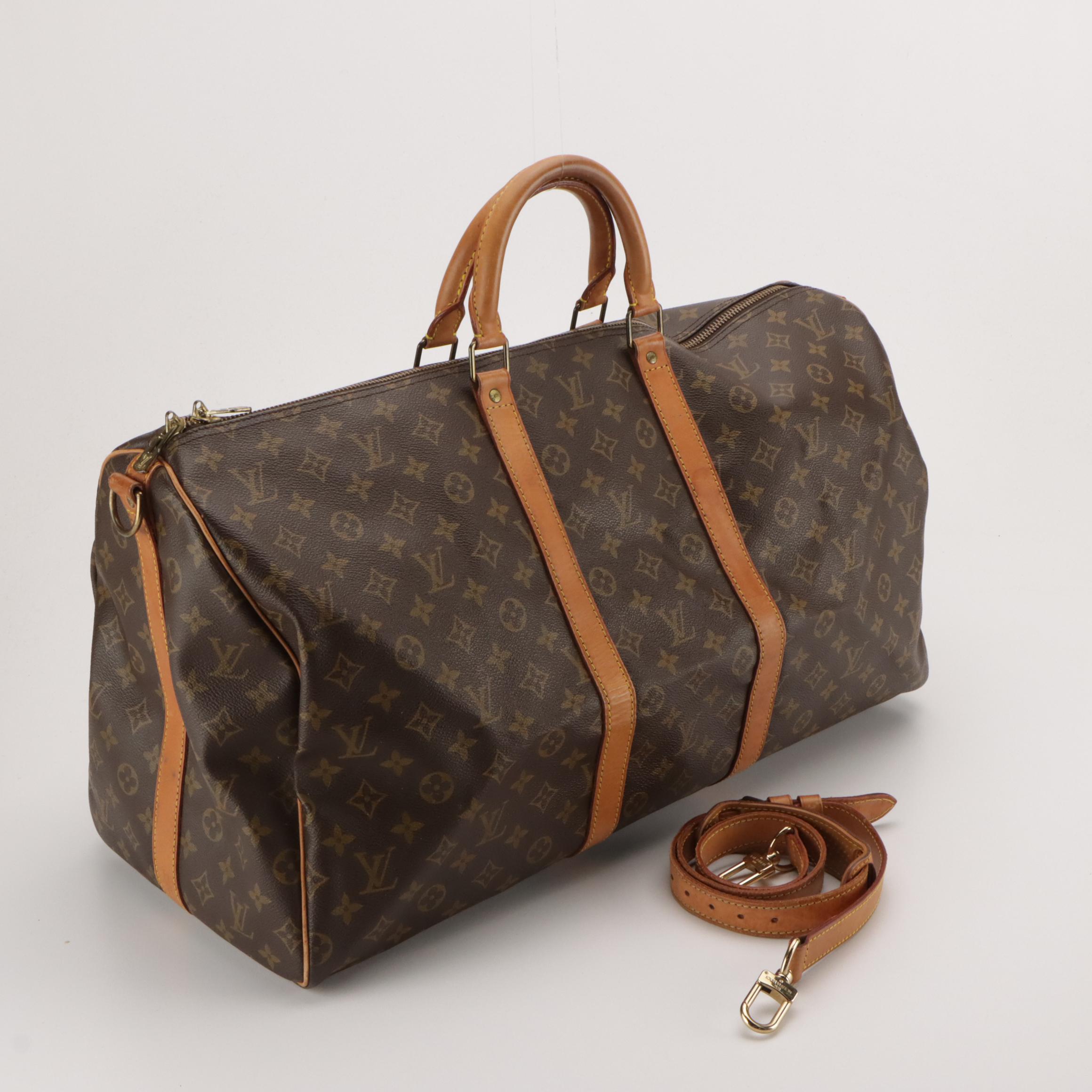 Louis Vuitton Keepall 55 Bandoulière in Monogram Canvas and Vachetta Leather