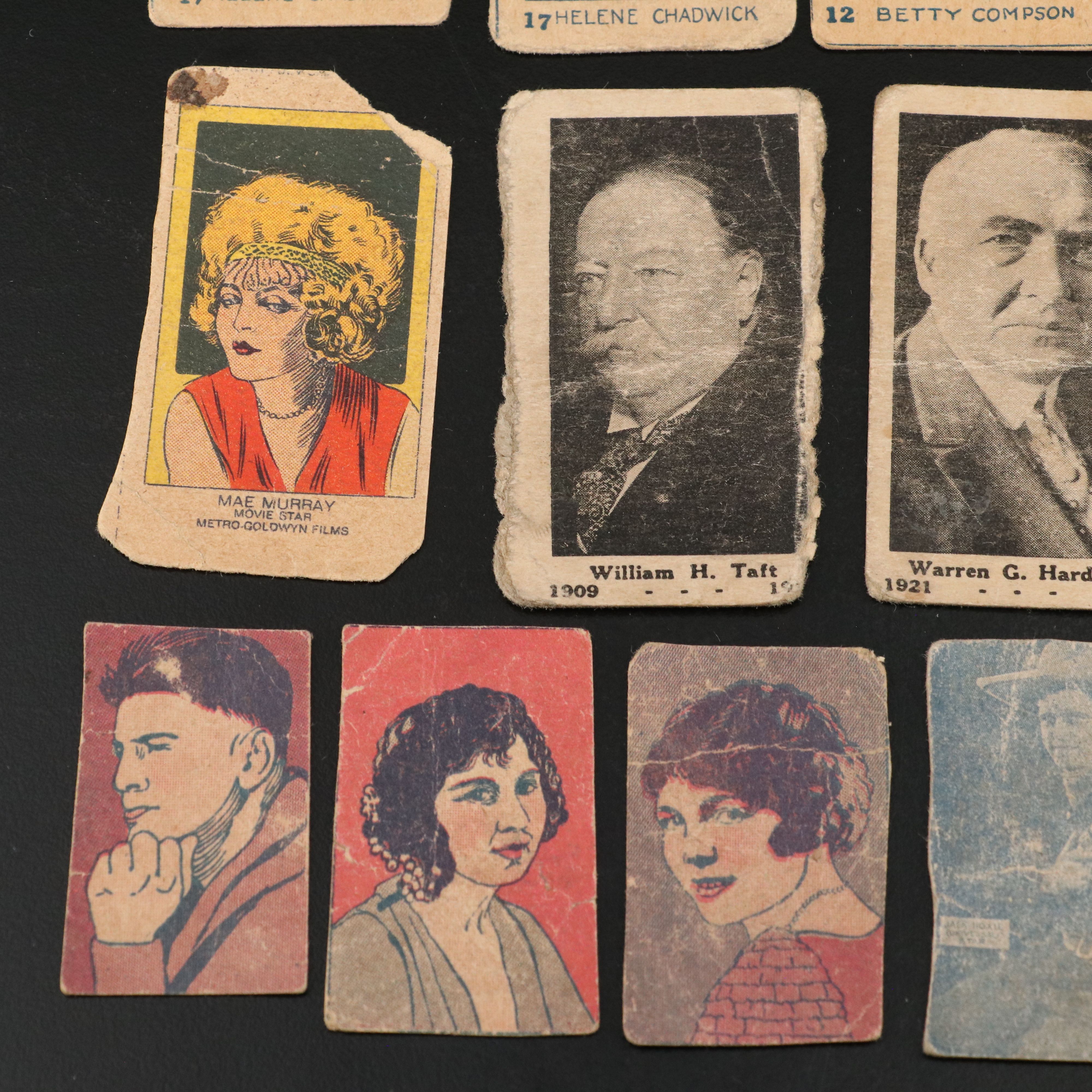 Twenty-Two W512 Trading Cards, Silent Film Stars, Including Chaplin, 1926