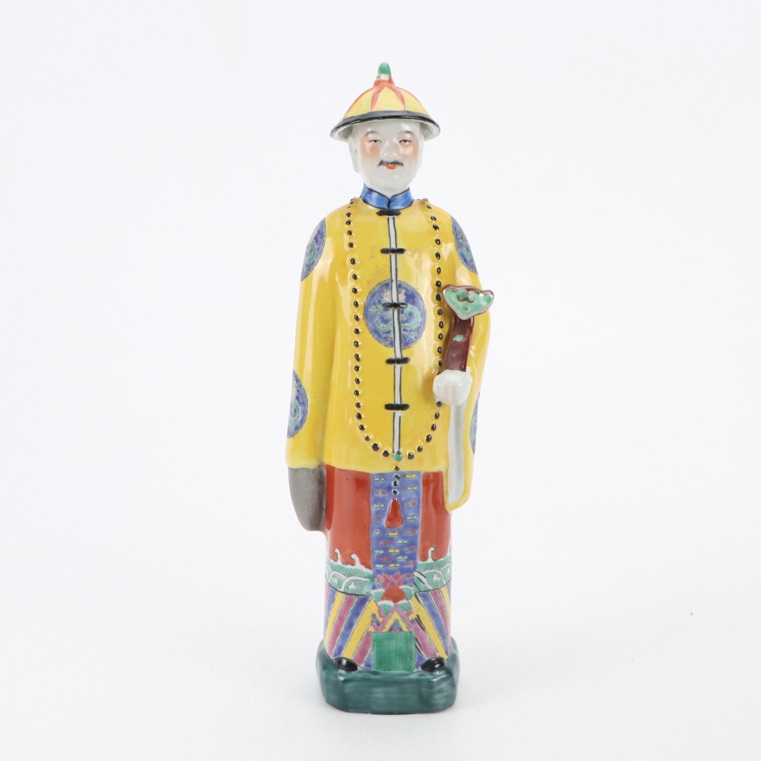 Chinese Porcelain Sanxing Deities Fu, Lu, Shao and Qing Style Emperor Figure