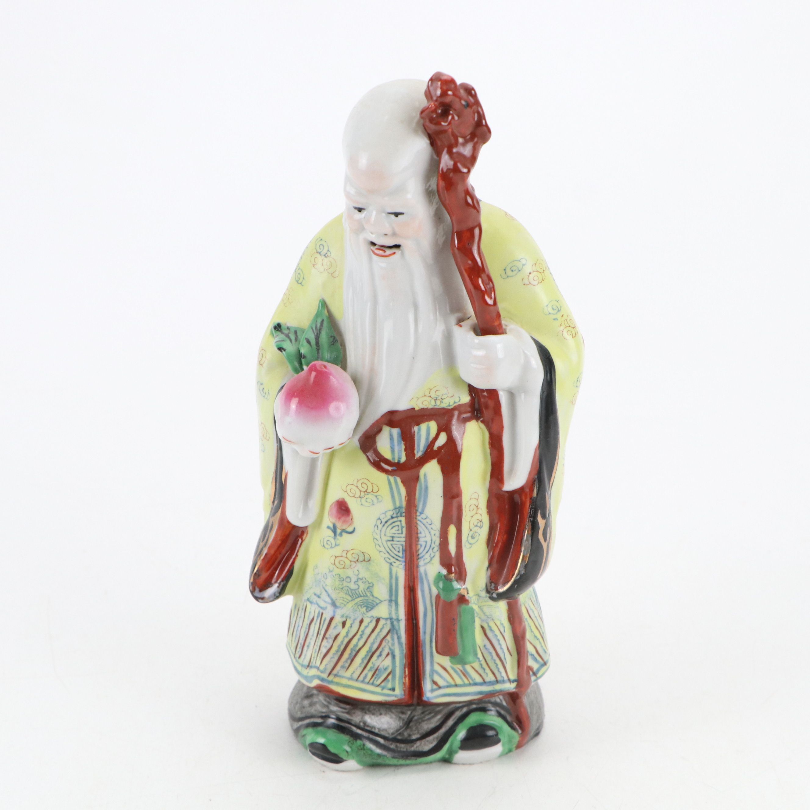 Chinese Porcelain Sanxing Deities Fu, Lu, Shao and Qing Style Emperor Figure