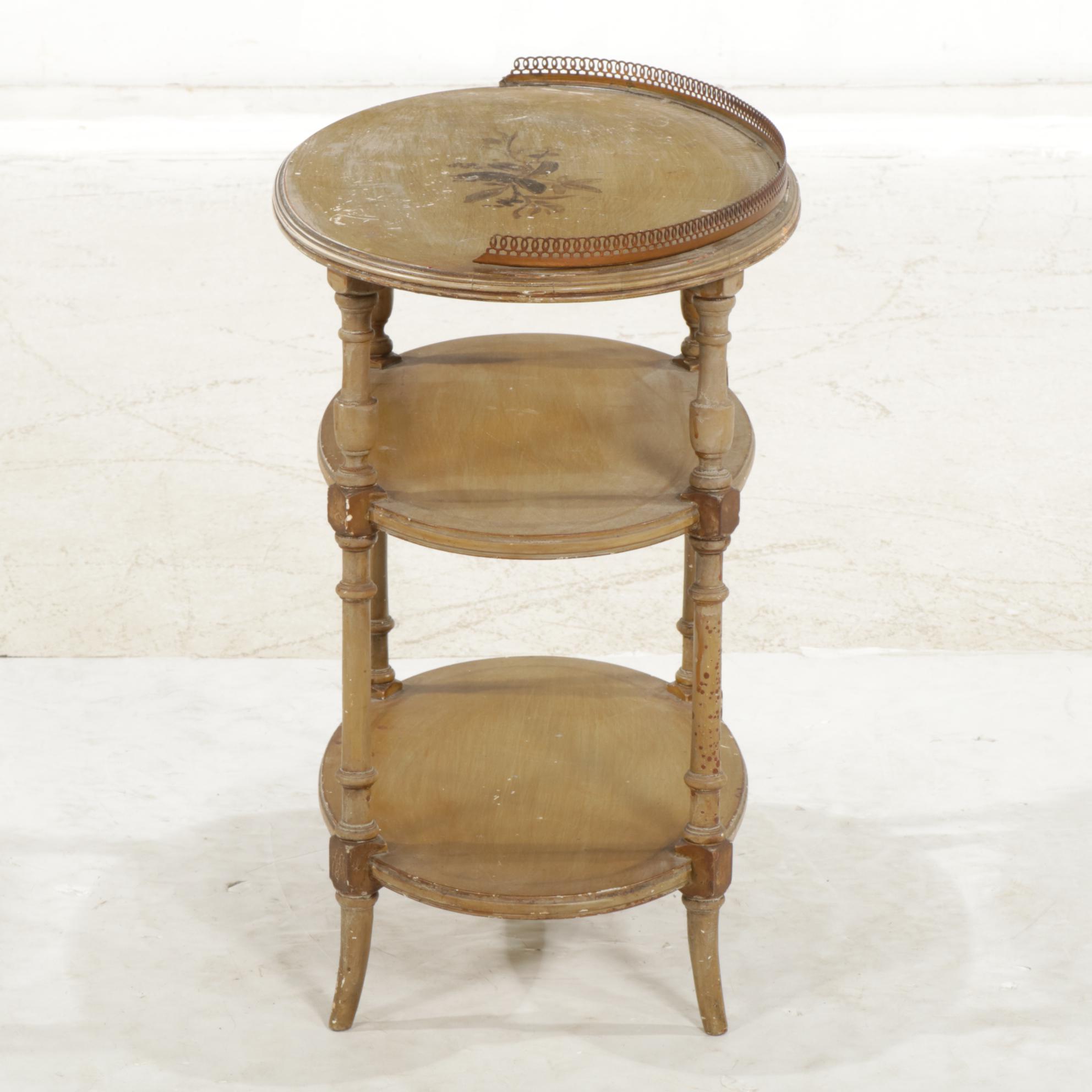 Paint Decorated Three-Tier Etagere, Early 20th Century