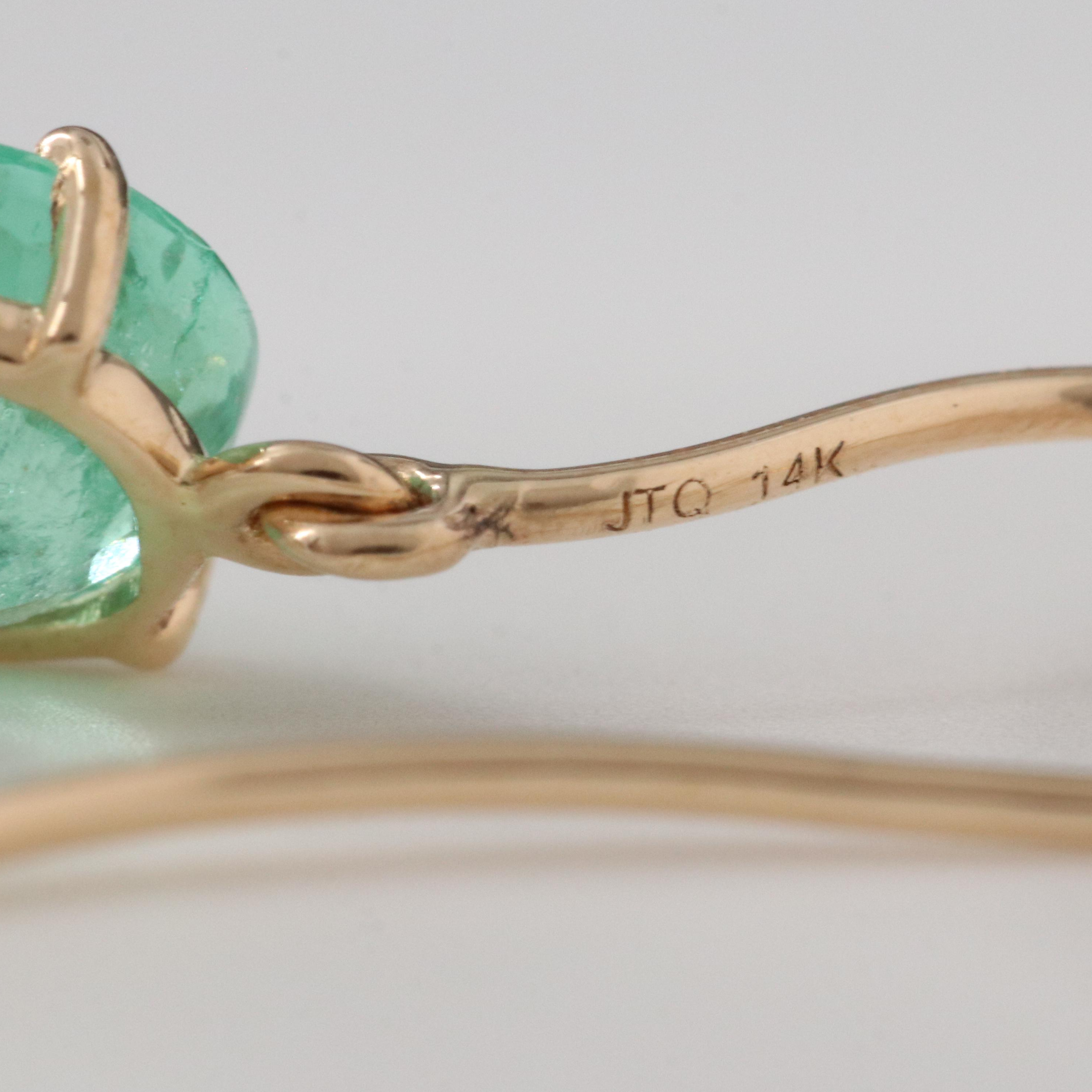 14K Faux Pearl and Emerald Earrings