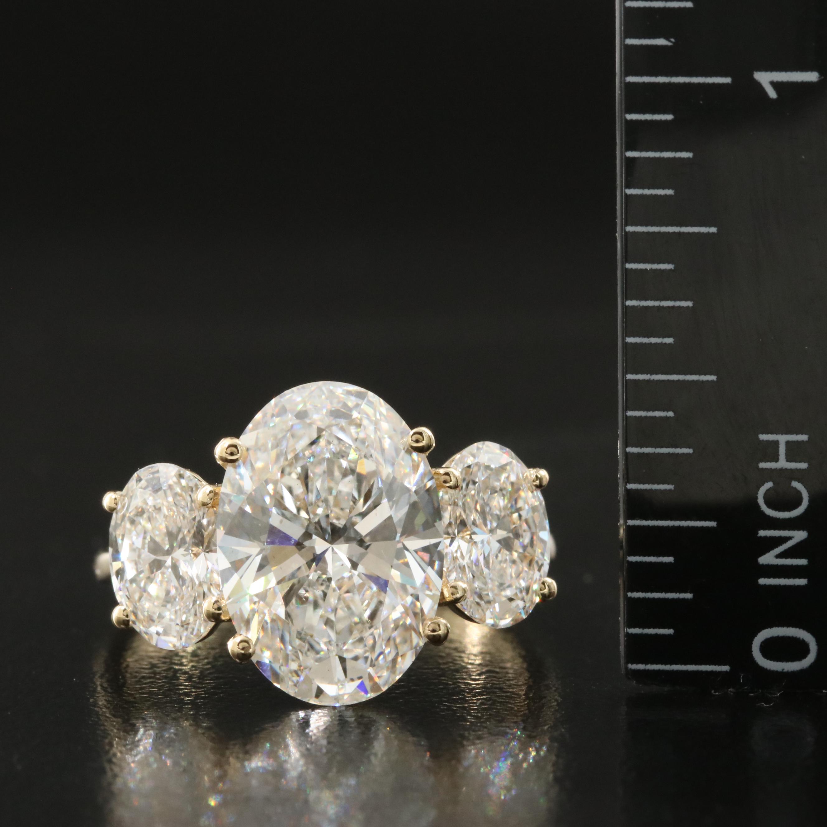 18K 7.12 CTW Lab Grown Diamond Three Stone Ring with IGI Reports
