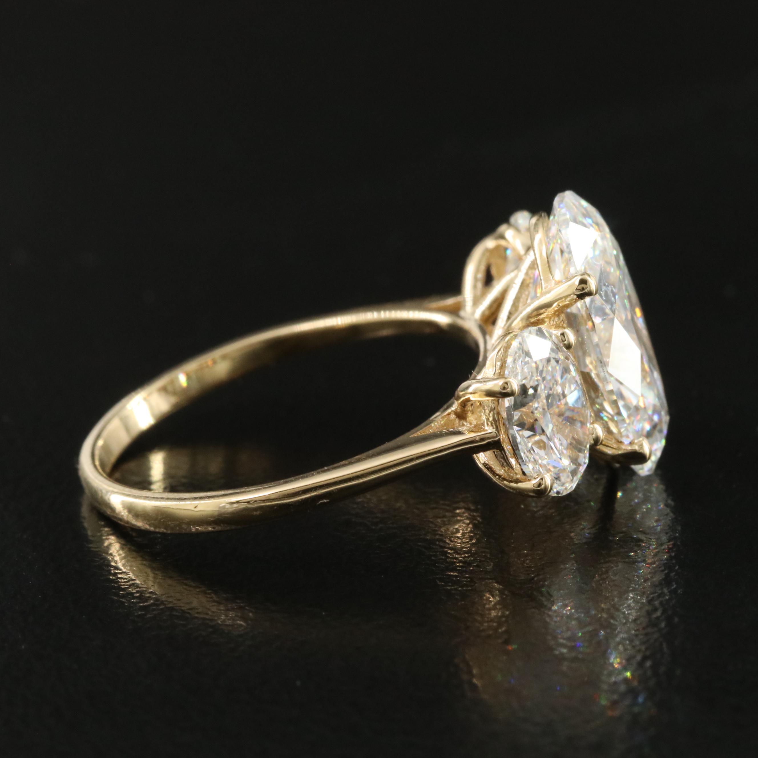 18K 7.12 CTW Lab Grown Diamond Three Stone Ring with IGI Reports