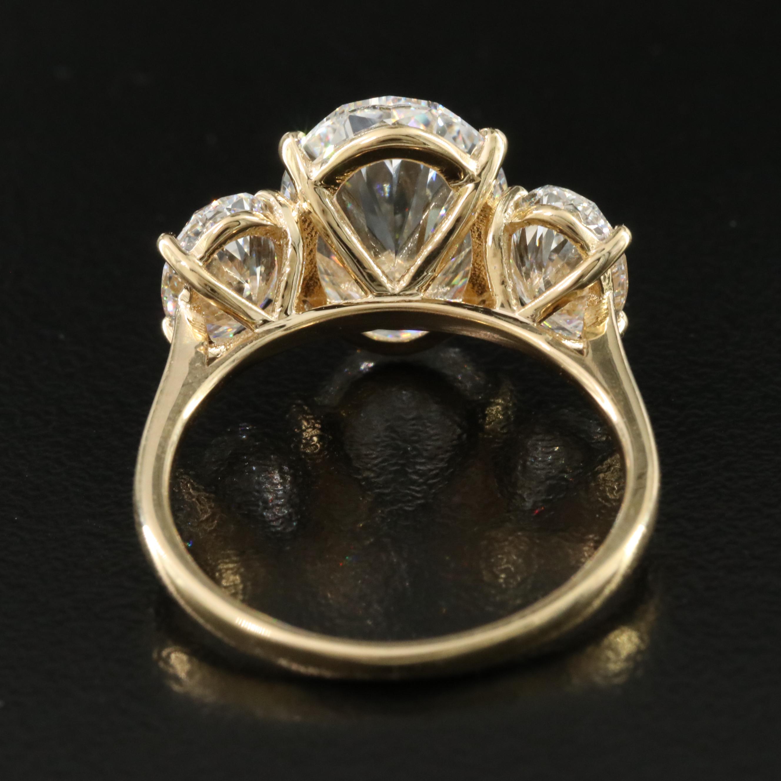 18K 7.12 CTW Lab Grown Diamond Three Stone Ring with IGI Reports