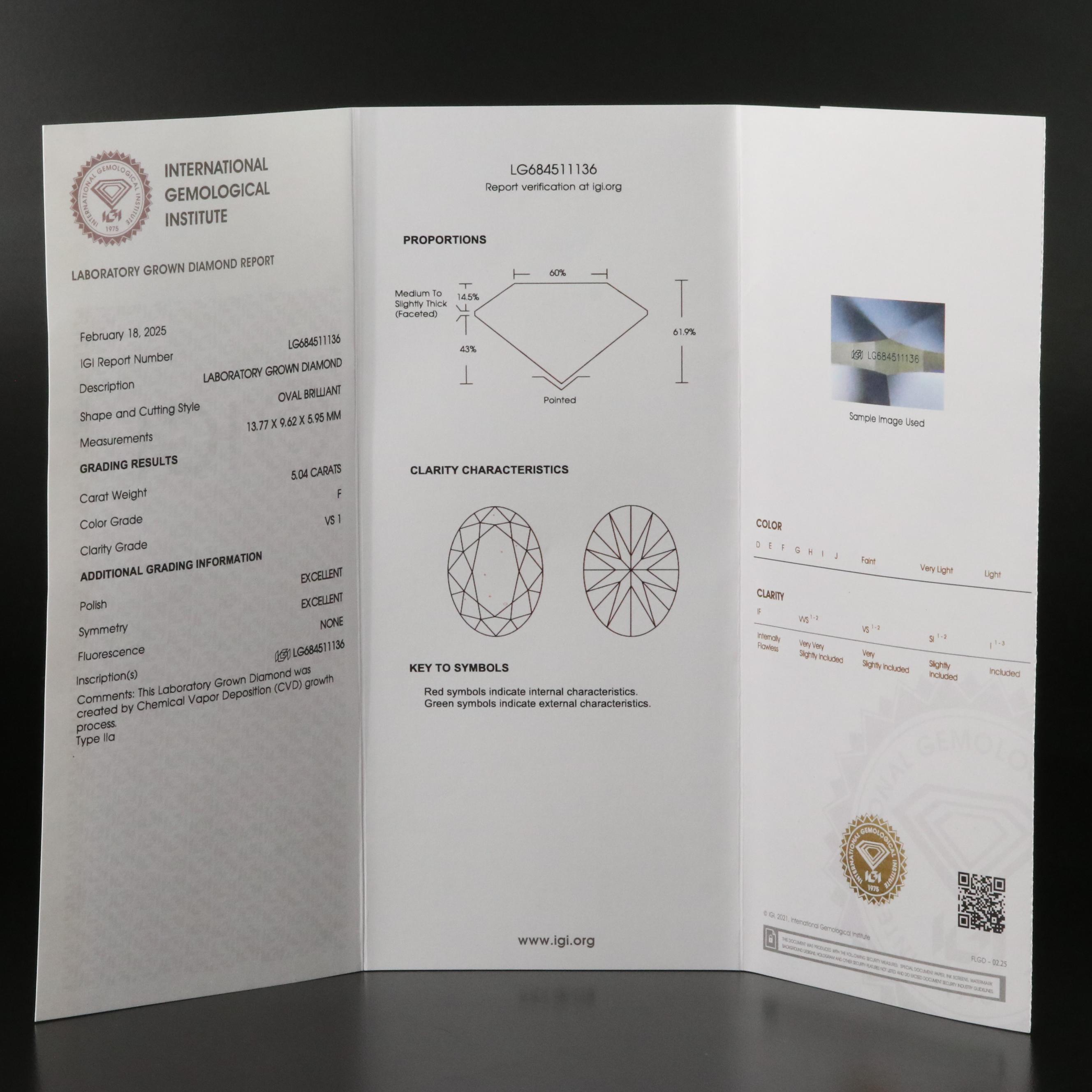 18K 7.12 CTW Lab Grown Diamond Three Stone Ring with IGI Reports