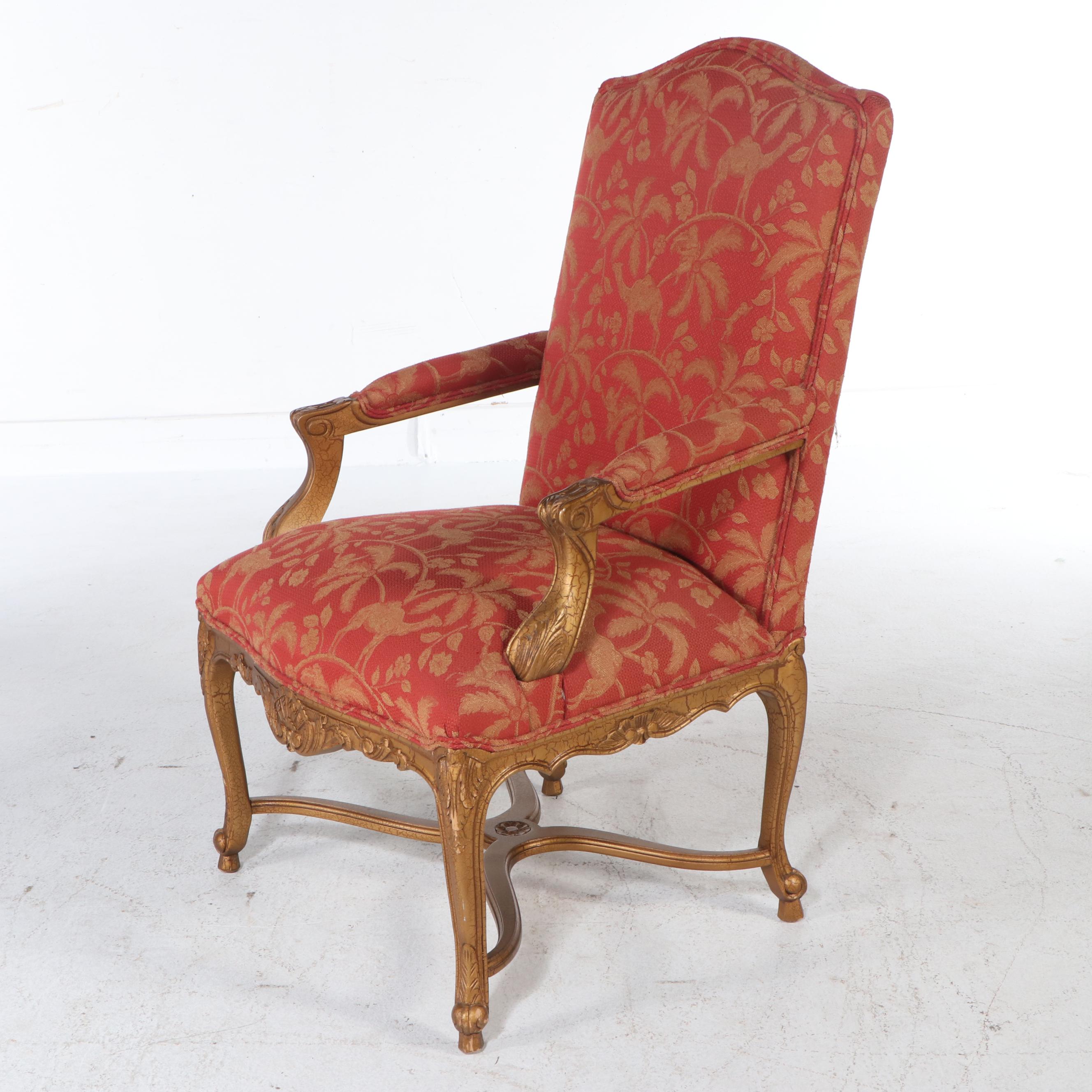 Pair of Henredon Louis XV Style Upholstered Fauteuil Chairs