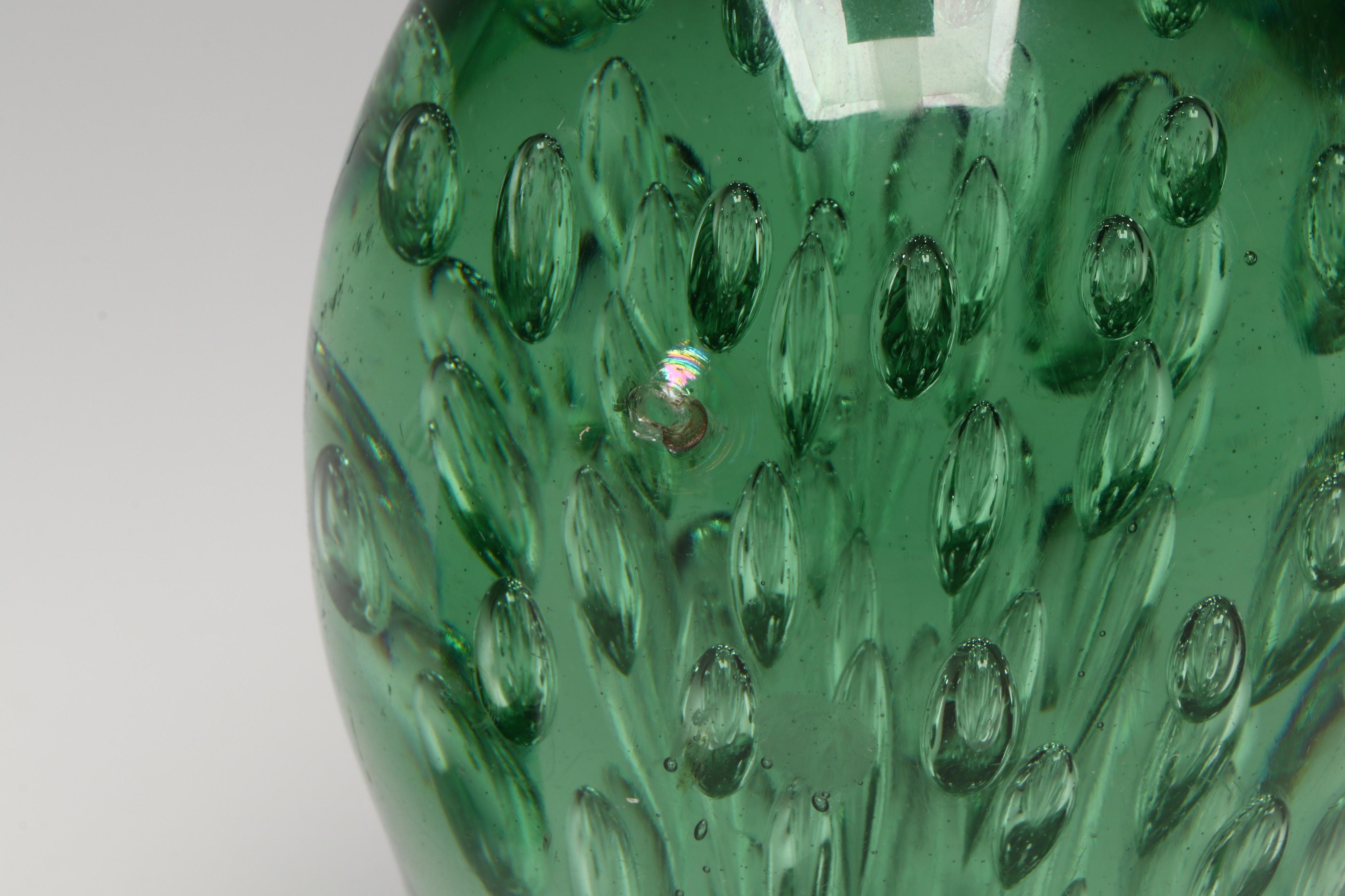 Green Glass Angel Figurine and Orbs