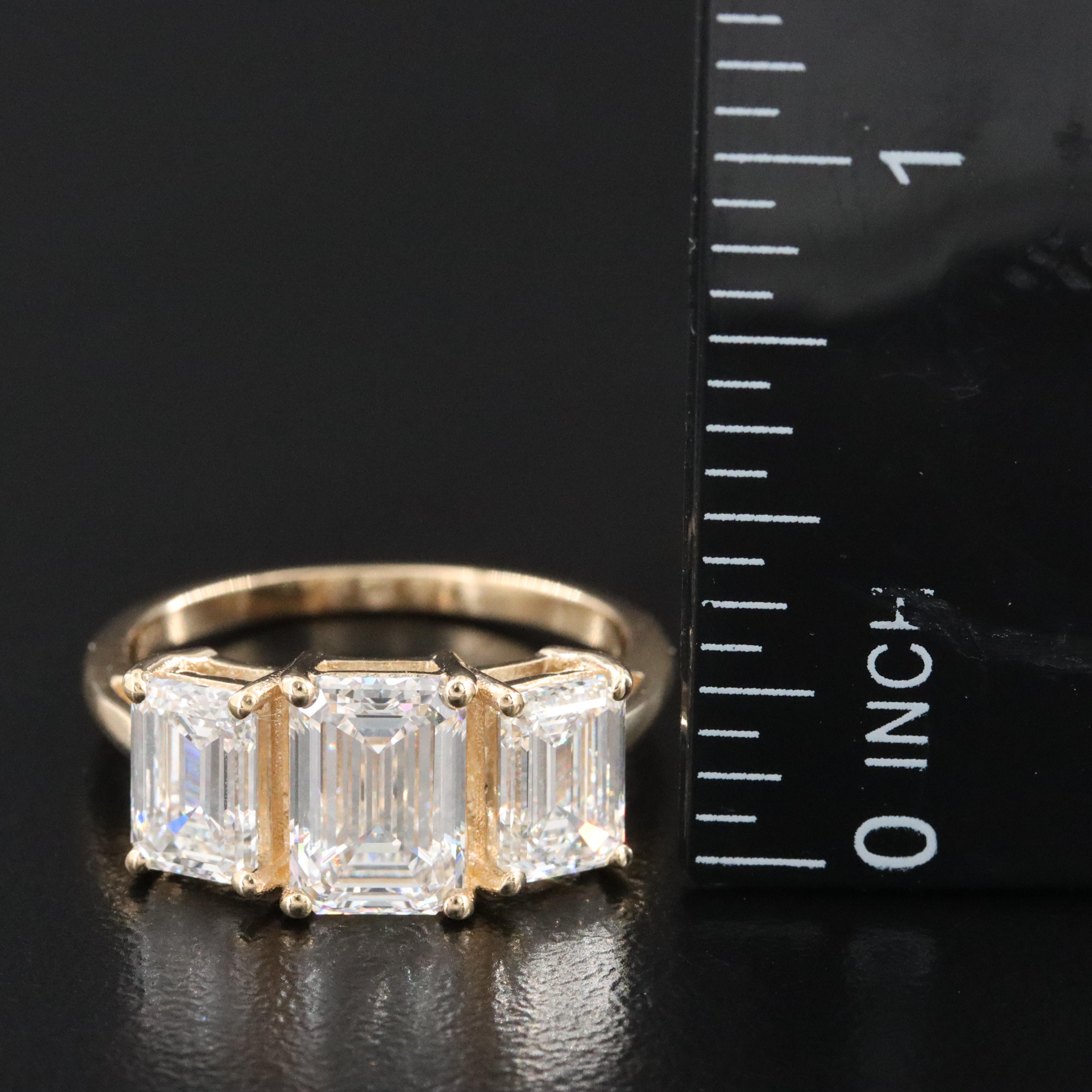 18K 3.98 CTW Lab Grown Diamond Three Stone Ring with IGI Reports