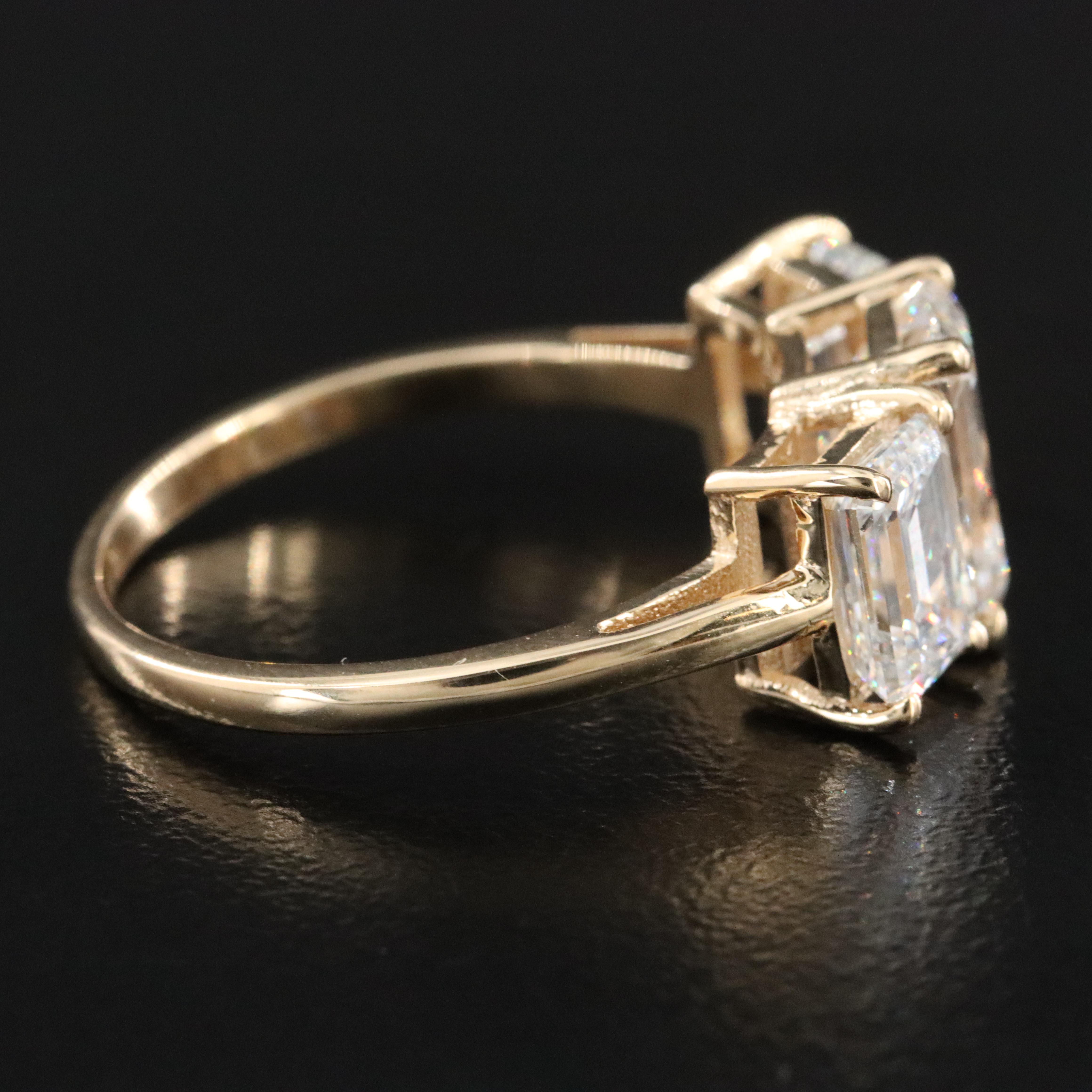 18K 3.98 CTW Lab Grown Diamond Three Stone Ring with IGI Reports