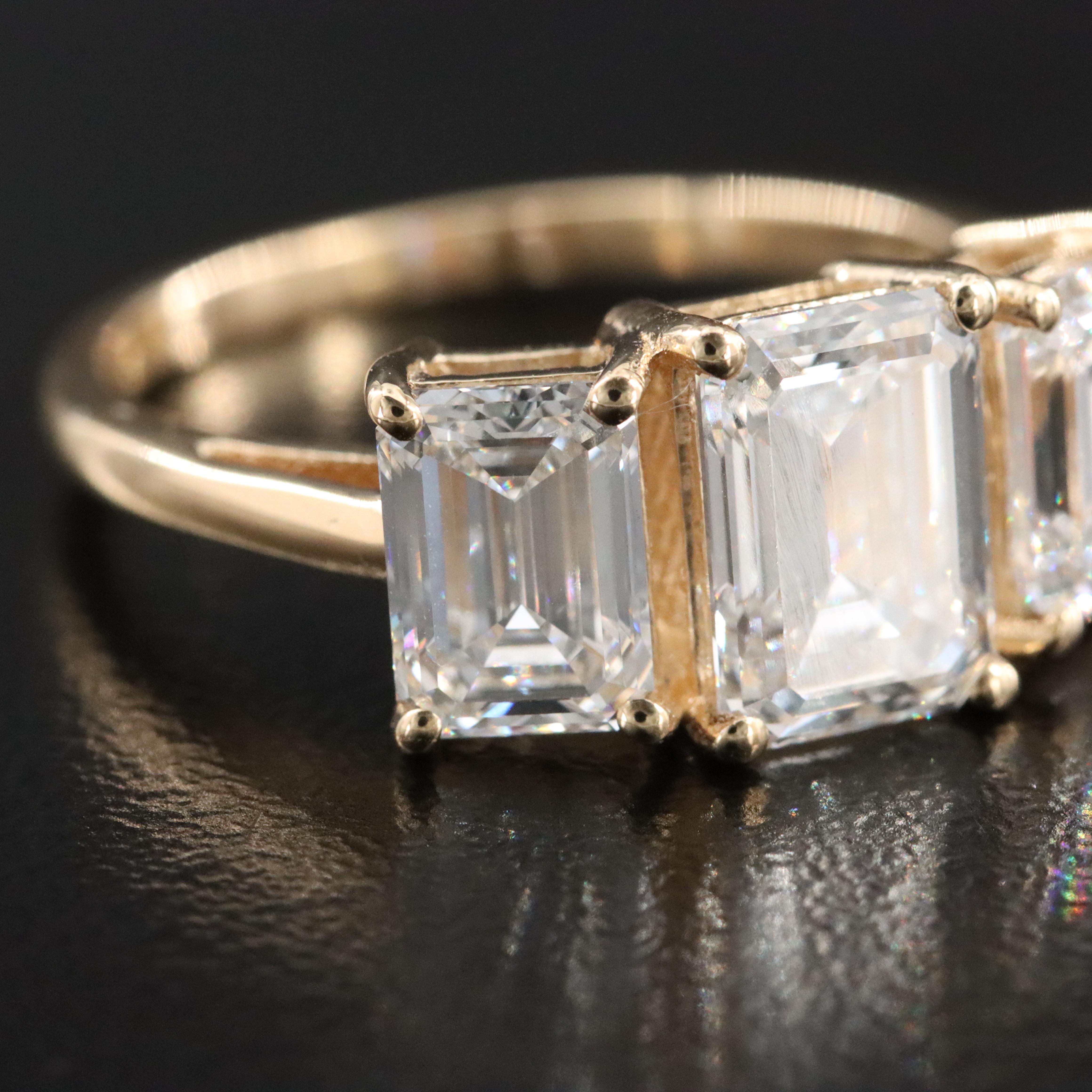 18K 3.98 CTW Lab Grown Diamond Three Stone Ring with IGI Reports