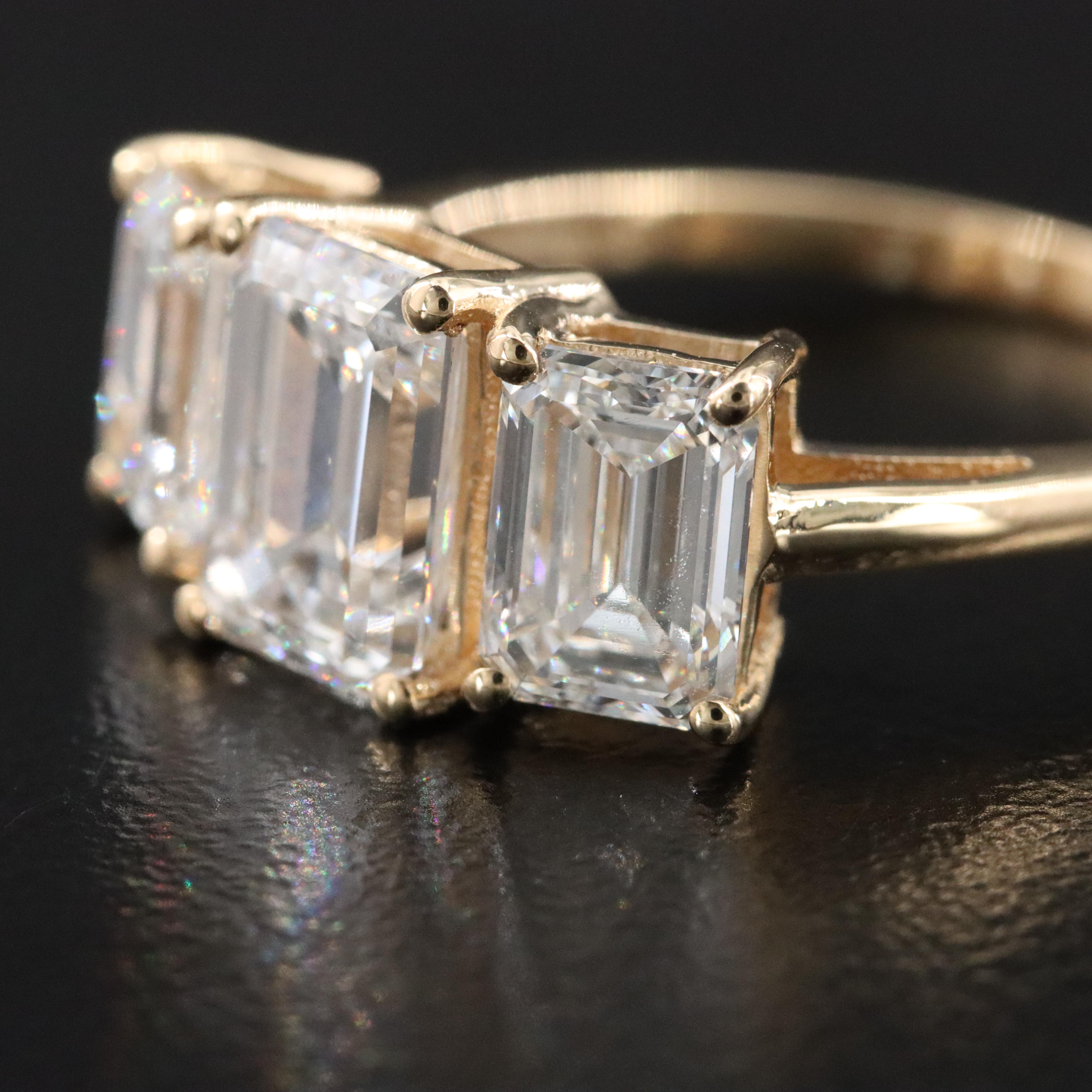 18K 3.98 CTW Lab Grown Diamond Three Stone Ring with IGI Reports