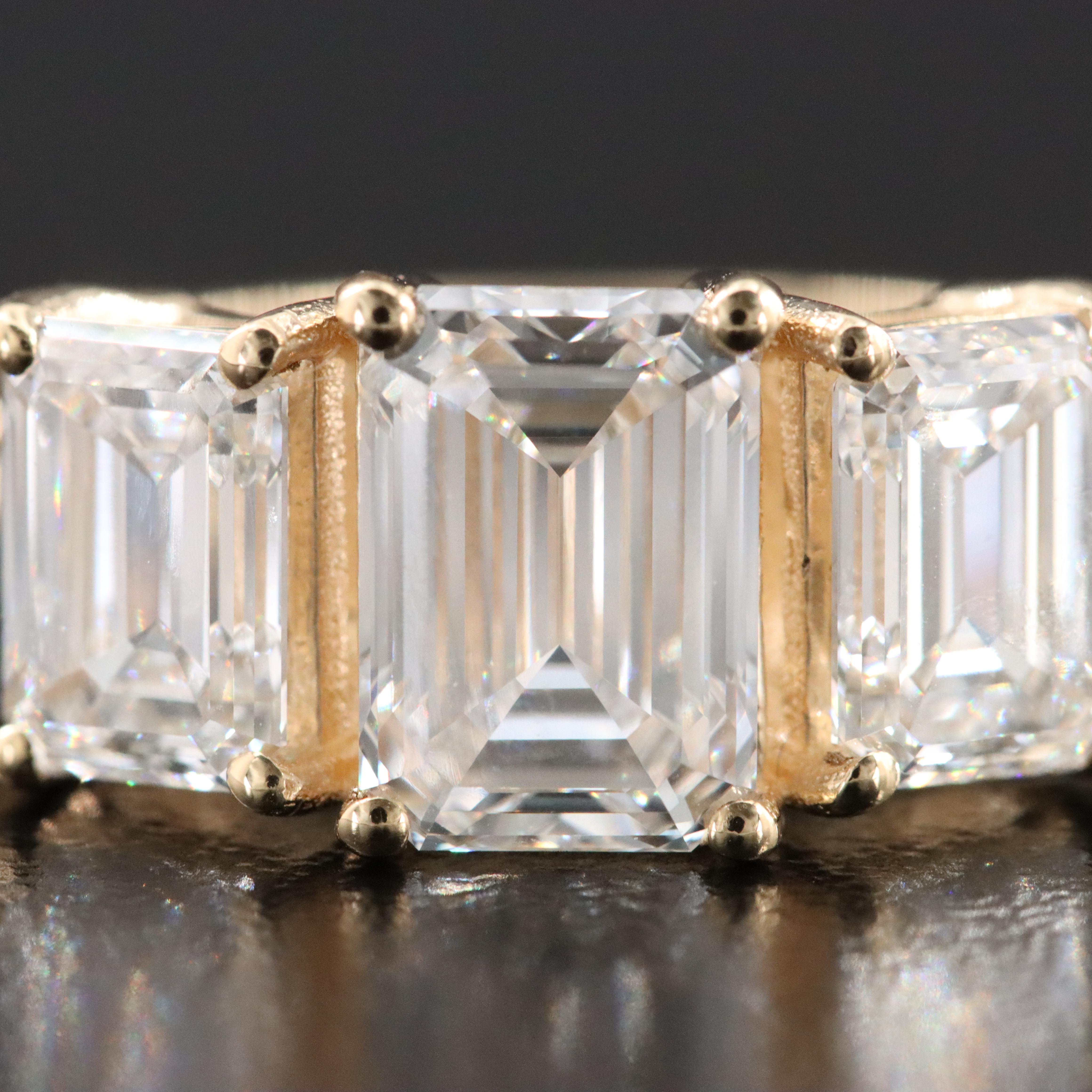 18K 3.98 CTW Lab Grown Diamond Three Stone Ring with IGI Reports