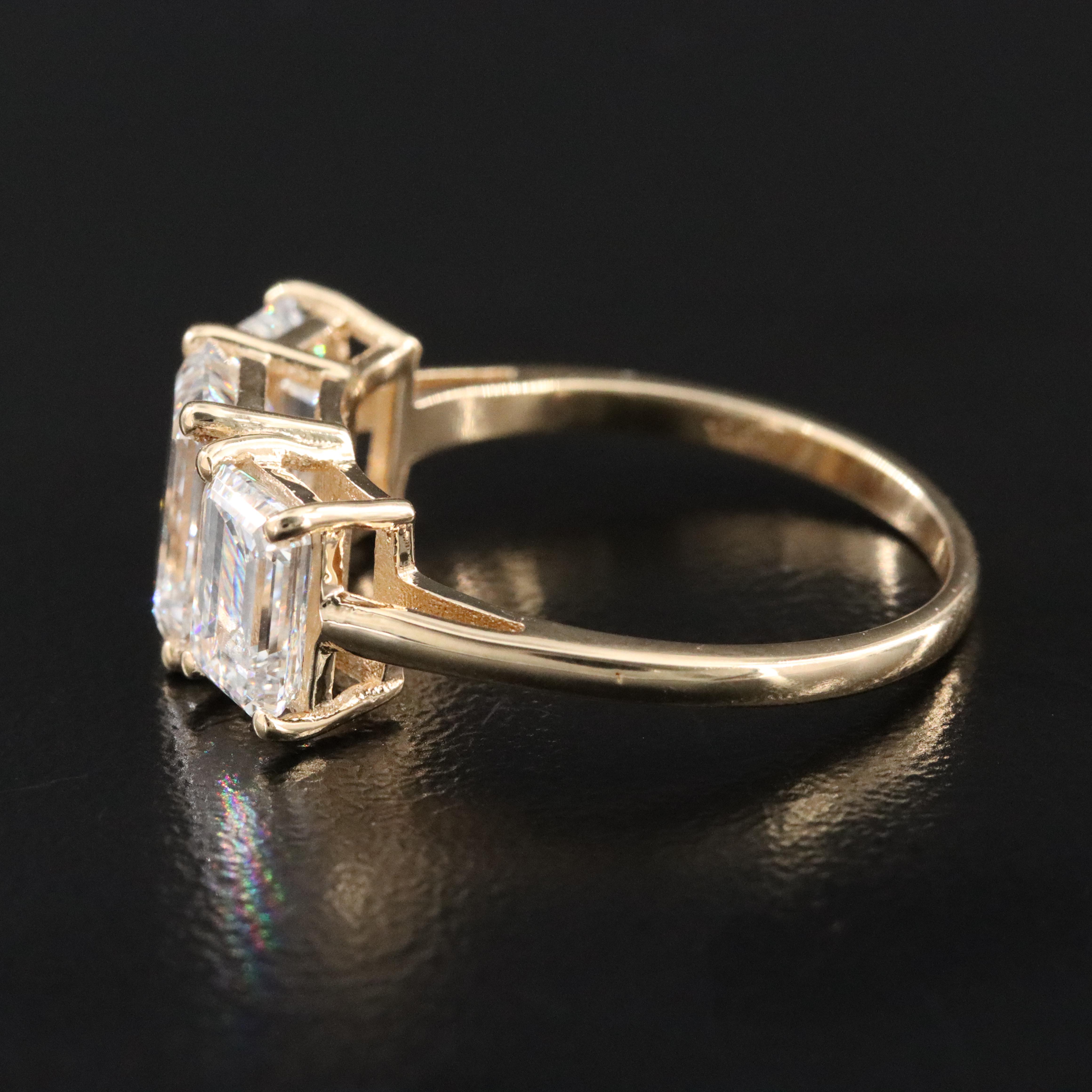 18K 3.98 CTW Lab Grown Diamond Three Stone Ring with IGI Reports