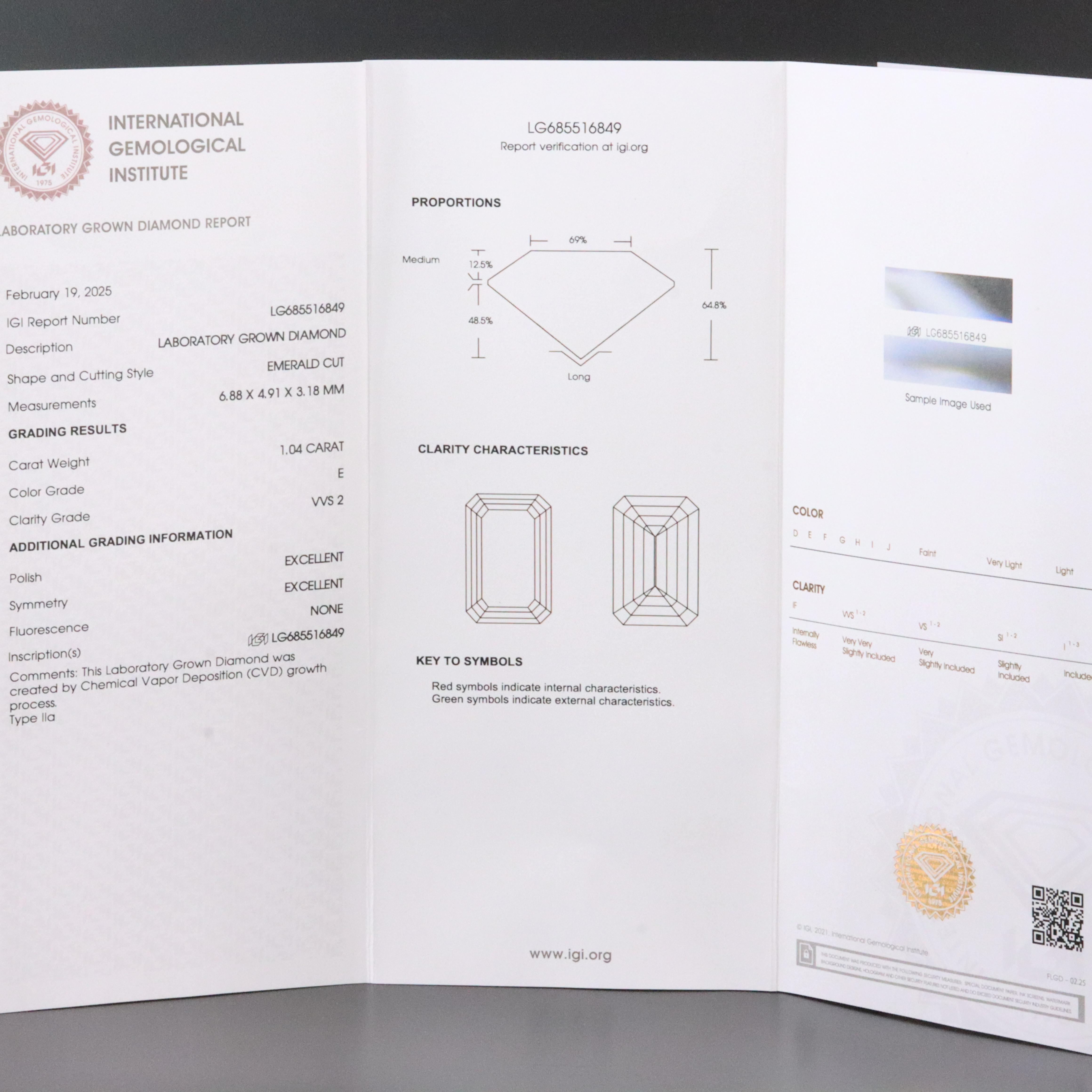 18K 3.98 CTW Lab Grown Diamond Three Stone Ring with IGI Reports