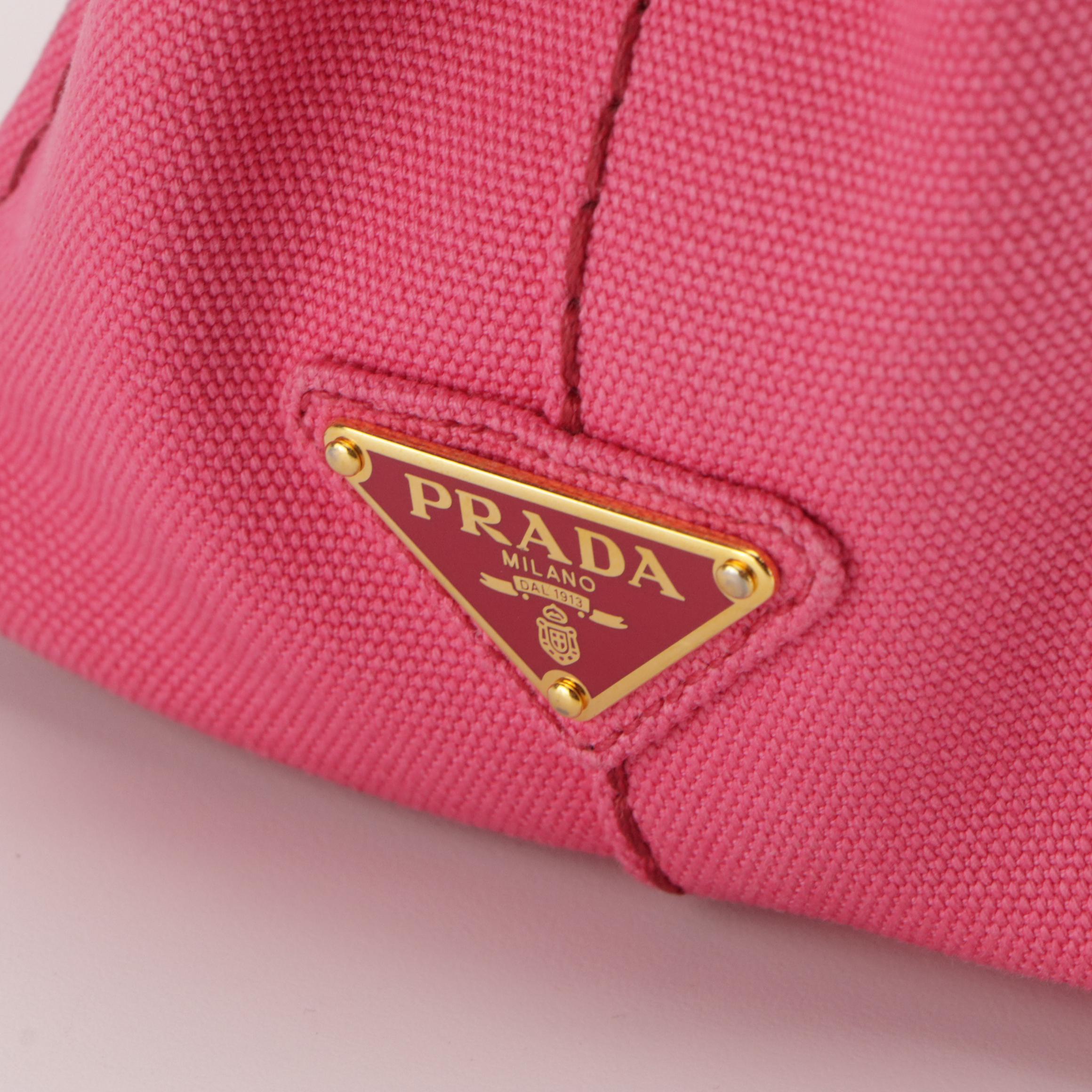 Prada Mediun Canapa Logo Two-Way Tote in Peonia Pink Canvas