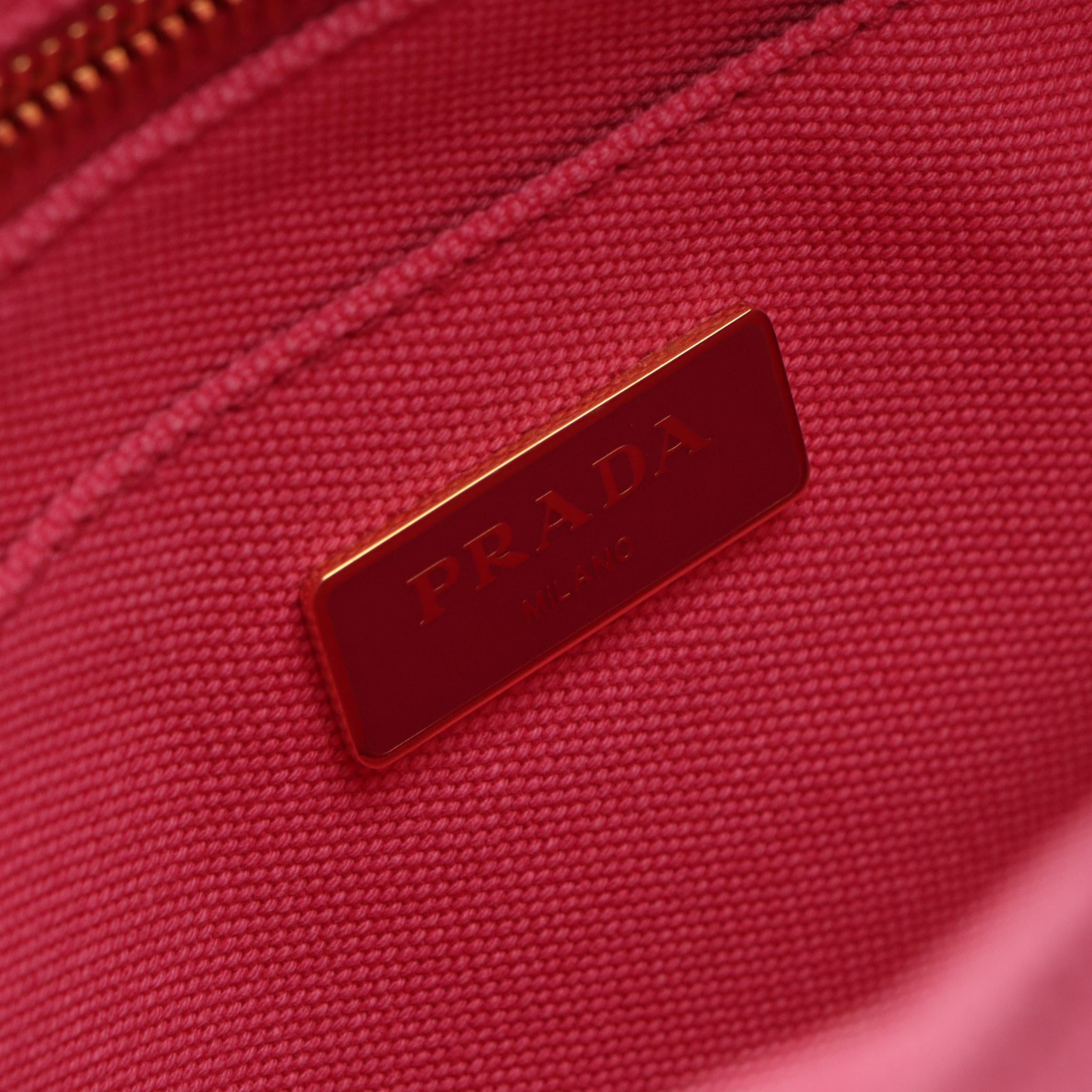 Prada Mediun Canapa Logo Two-Way Tote in Peonia Pink Canvas