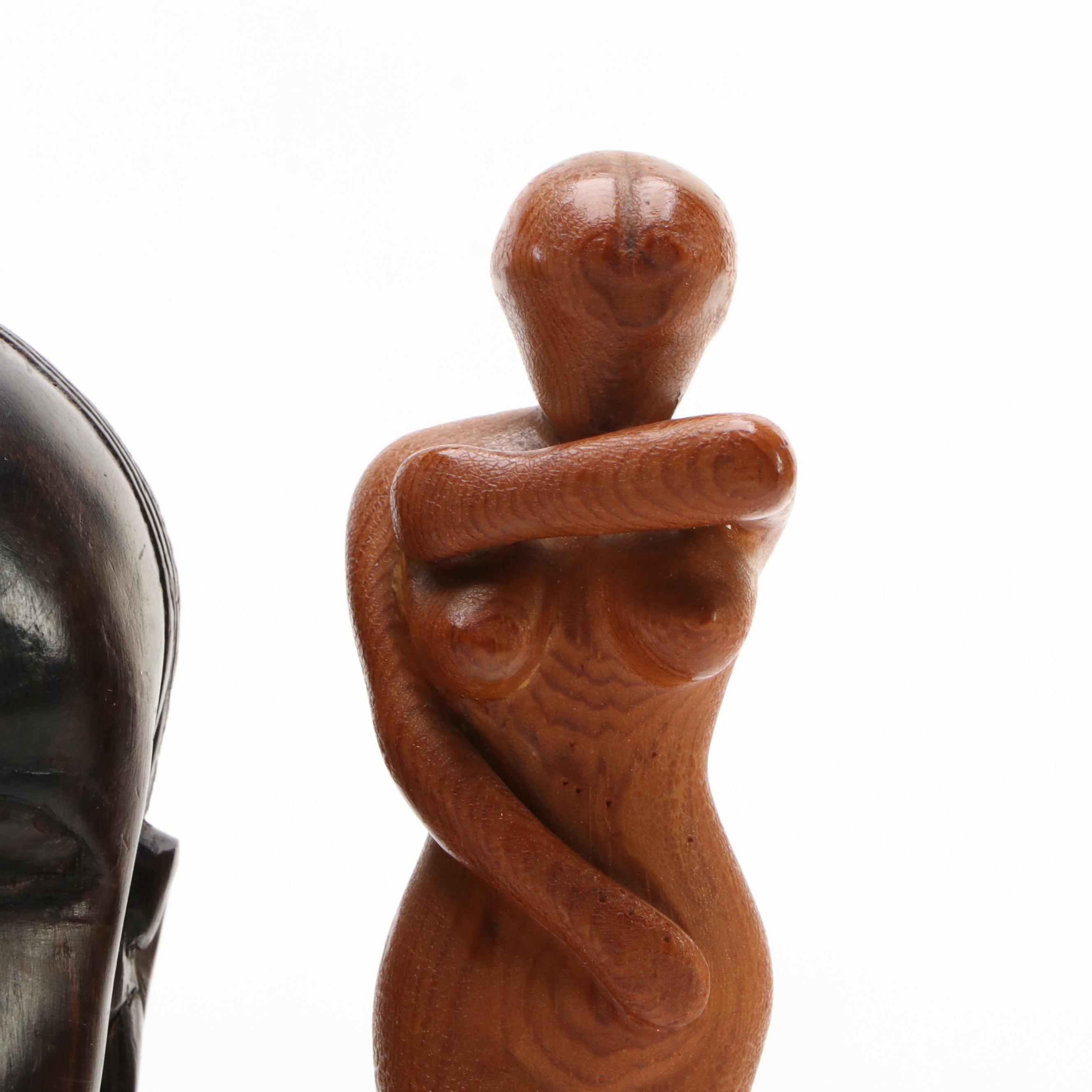 Mother-of-Pearl and Abalone Inlay Decorative Box, Ebony Bust and More