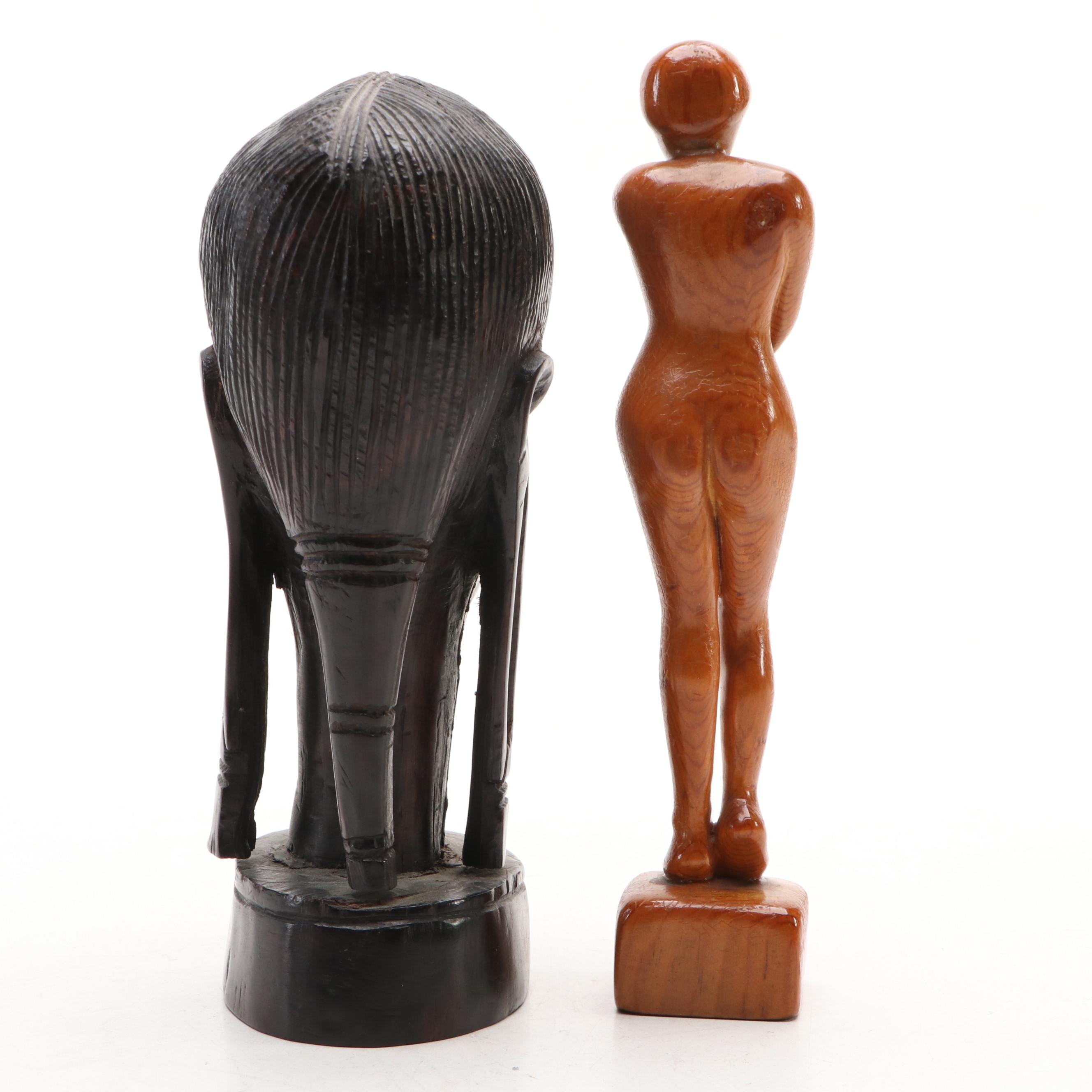 Mother-of-Pearl and Abalone Inlay Decorative Box, Ebony Bust and More