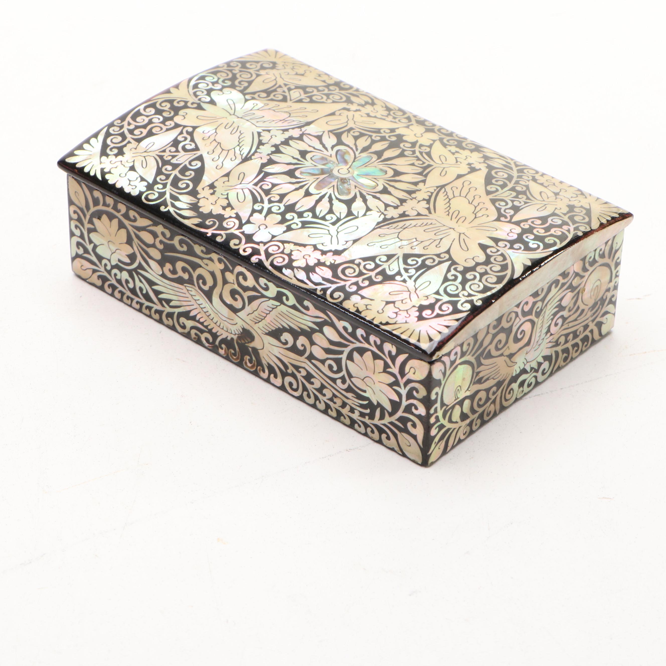 Mother-of-Pearl and Abalone Inlay Decorative Box, Ebony Bust and More