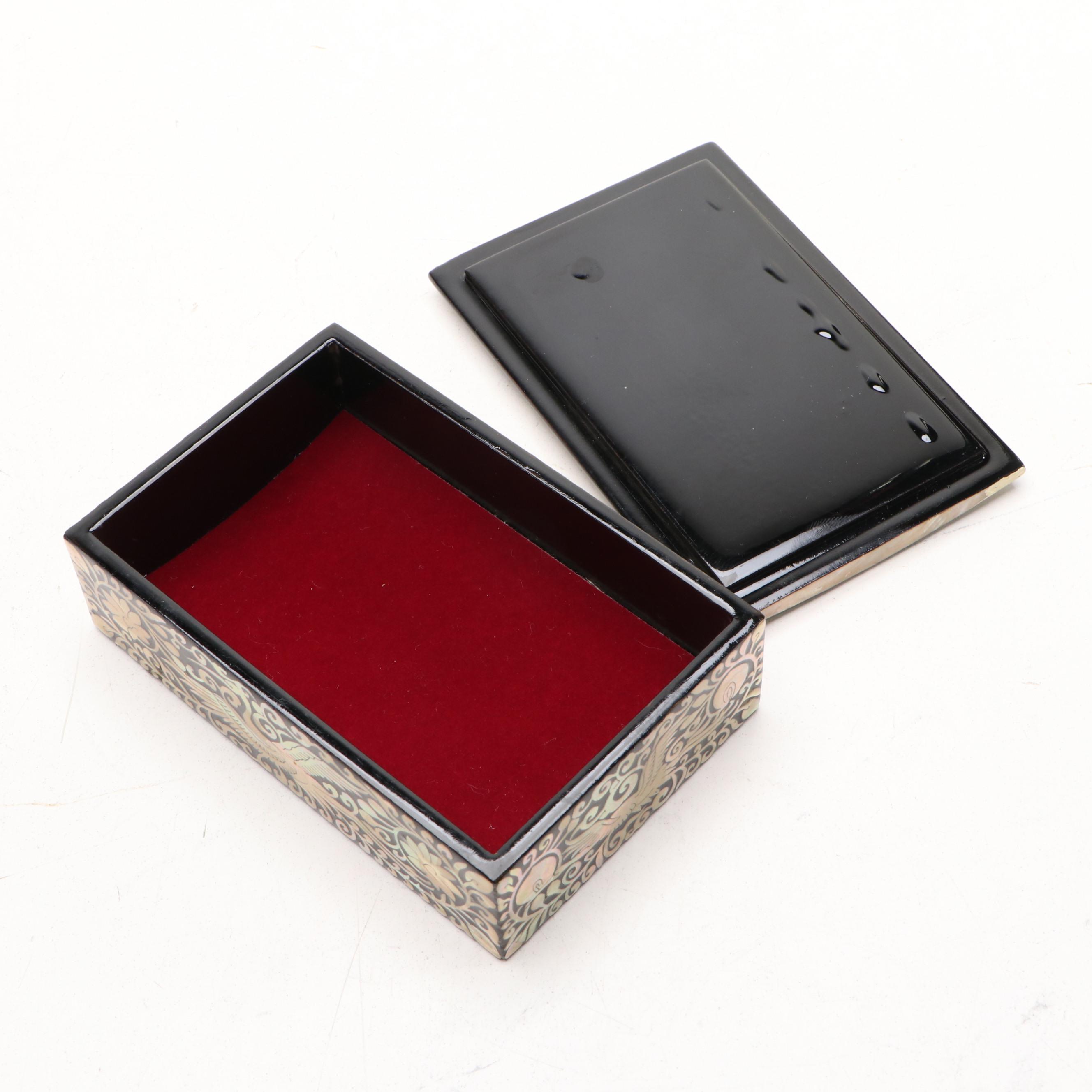 Mother-of-Pearl and Abalone Inlay Decorative Box, Ebony Bust and More